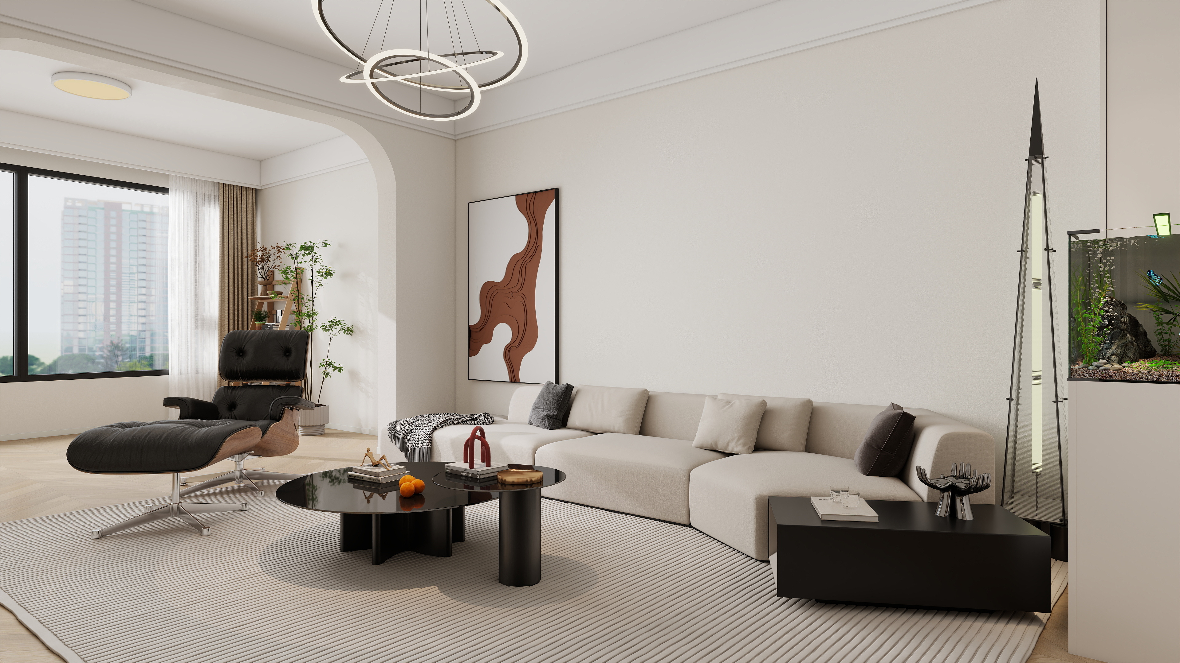 沙漏独立设计司-小区房144㎡4室装修效果图