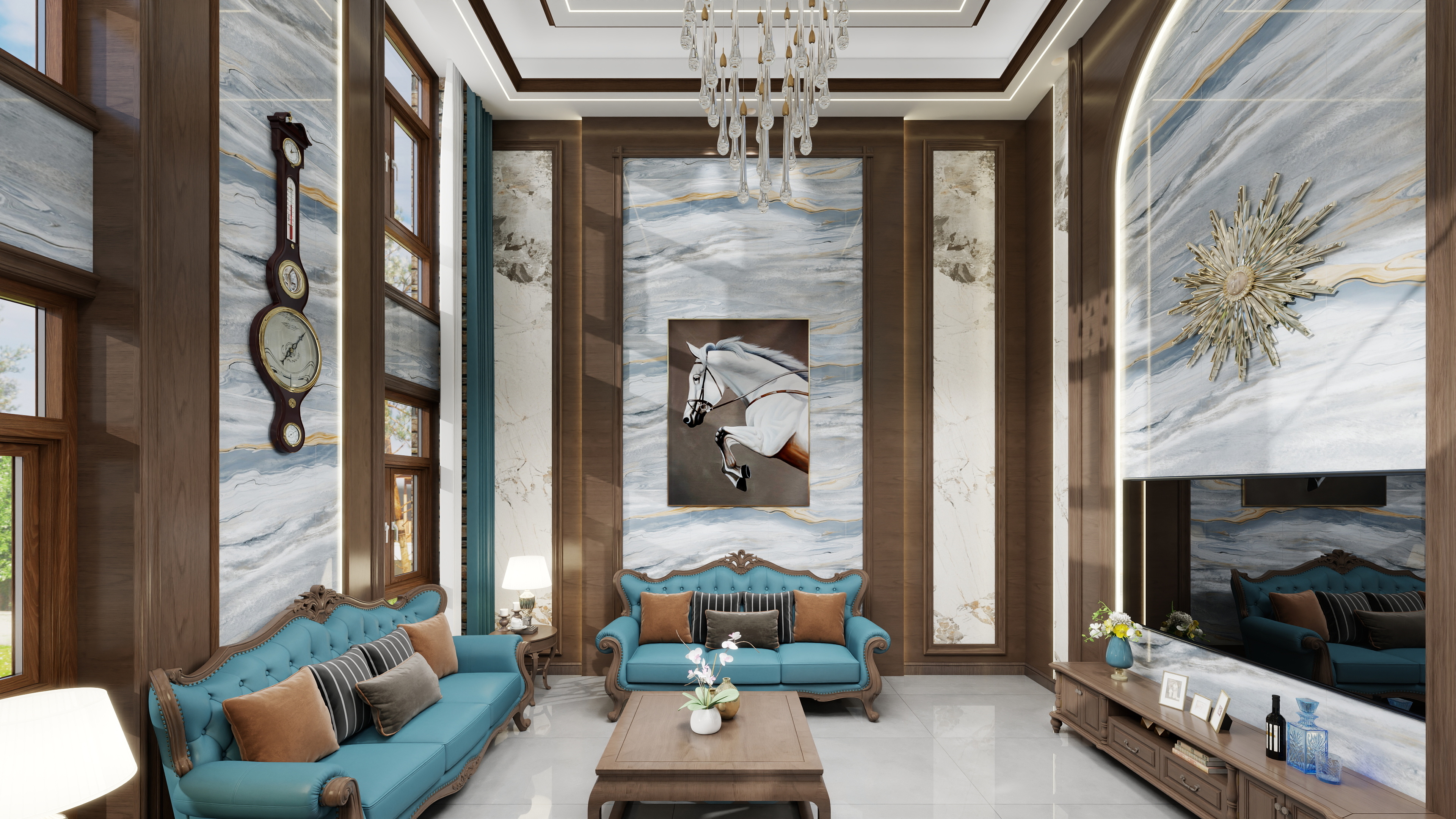 神马云在线-简美1+3层自建别墅726.96平-装修设计方案