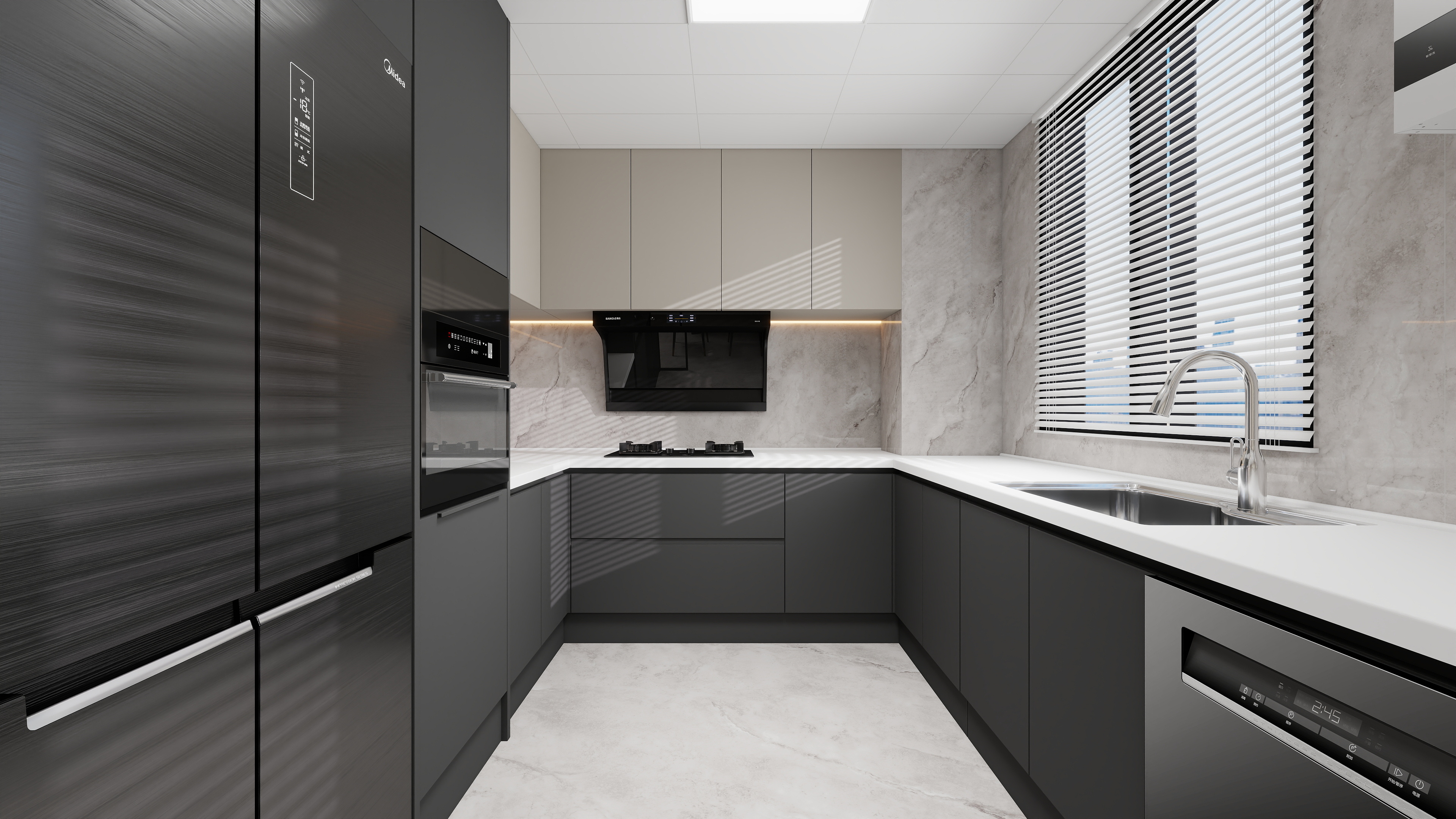 设计师丨胡月平-意式极简151㎡4室装修效果图