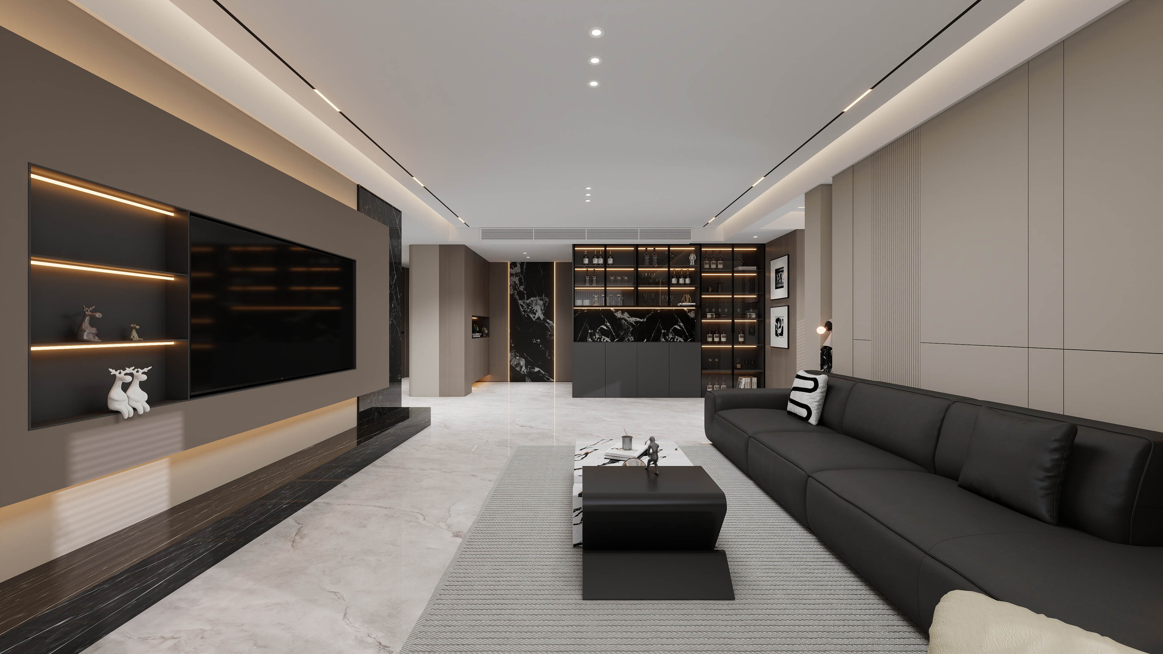 设计师丨胡月平-意式极简151㎡4室装修效果图