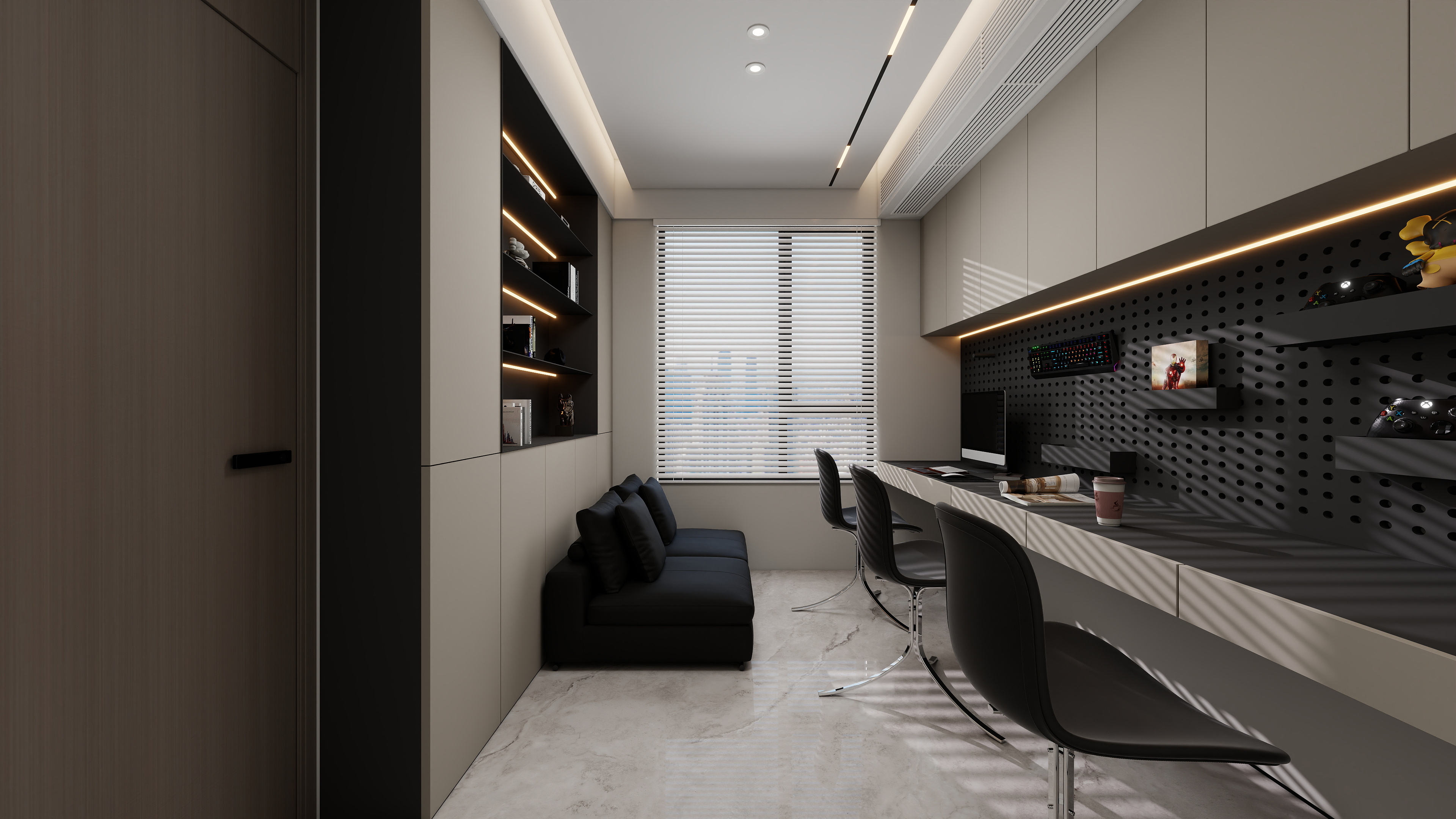 设计师丨胡月平-意式极简151㎡4室装修效果图