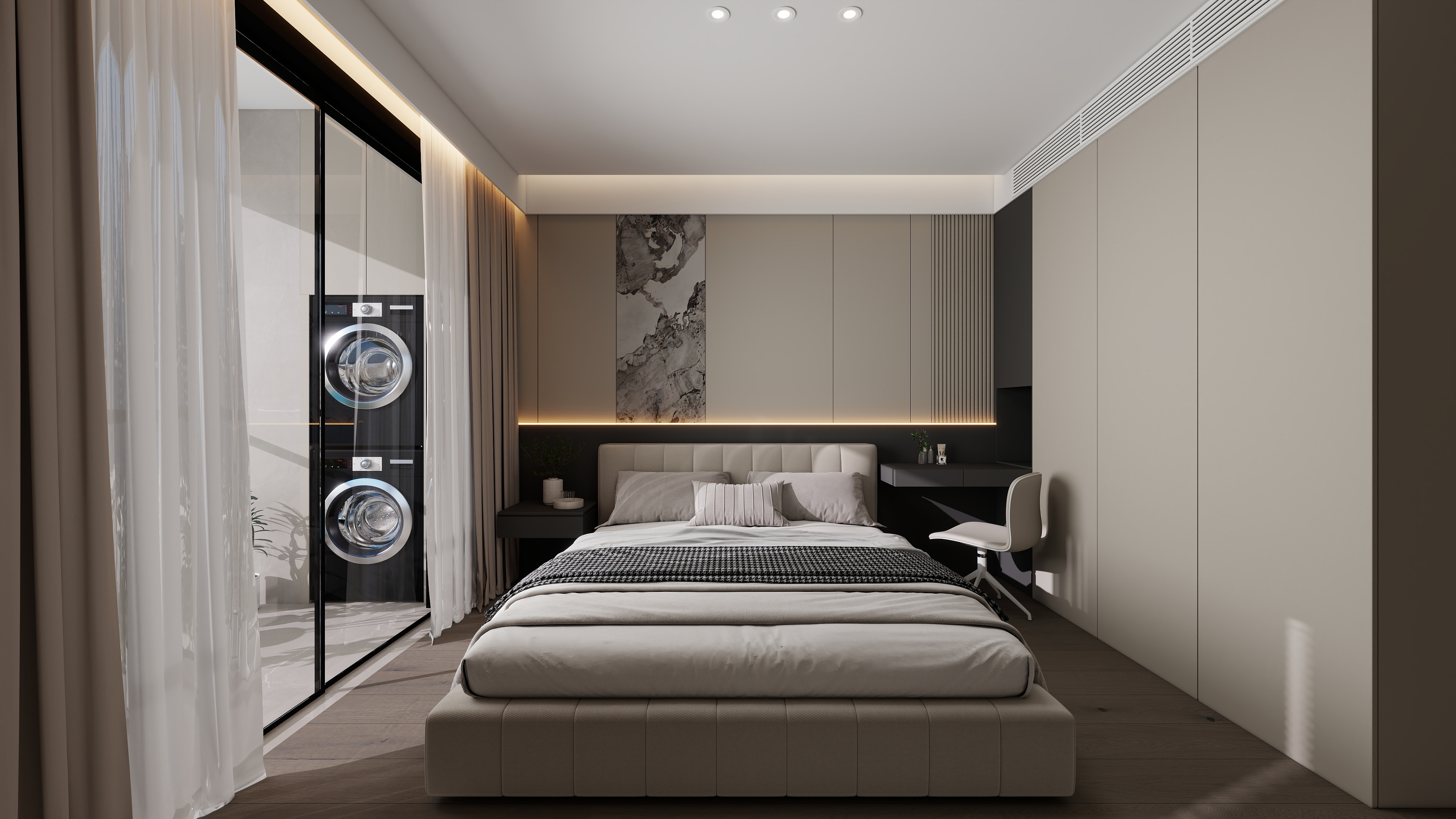 设计师丨胡月平-意式极简151㎡4室装修效果图