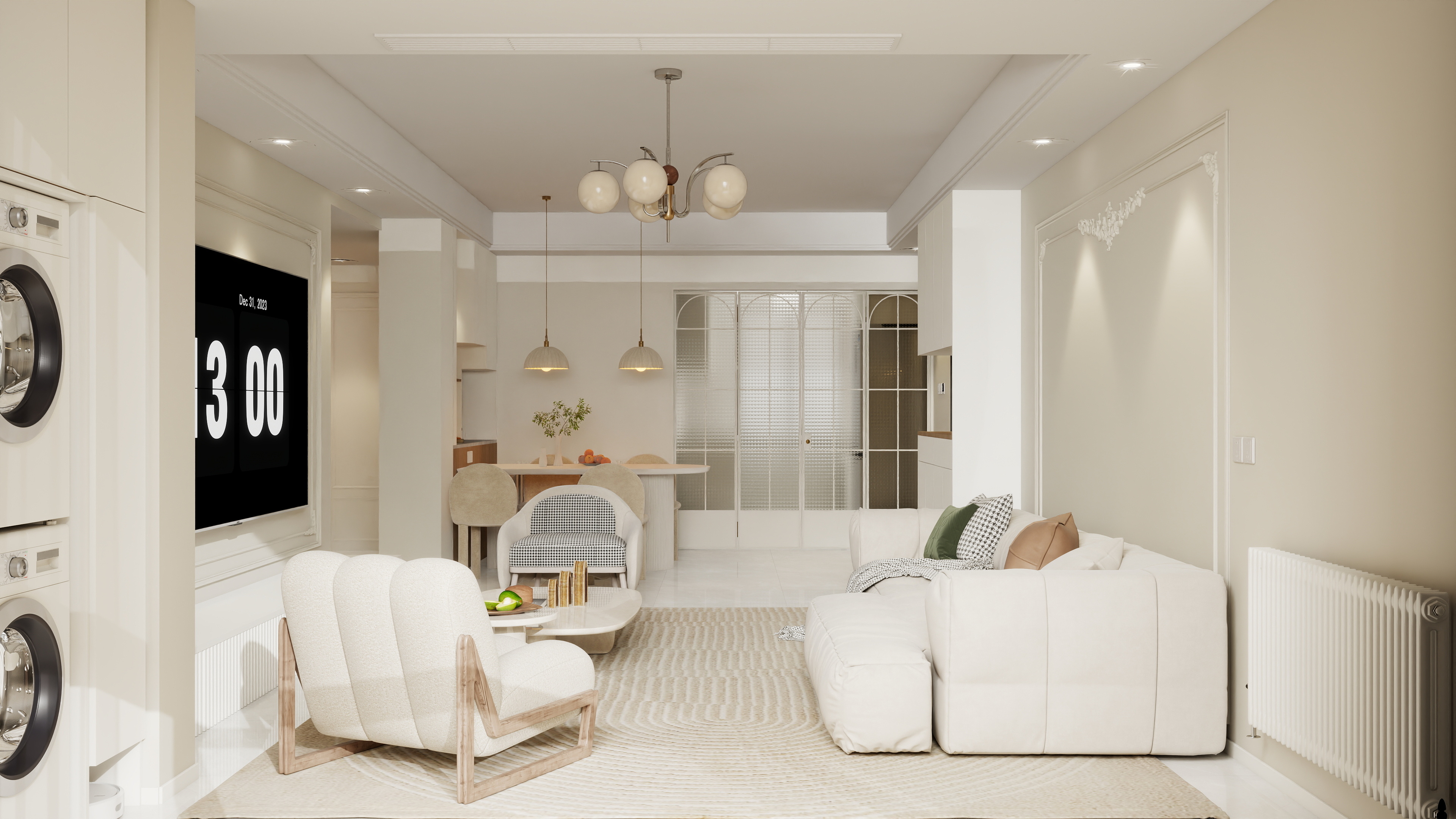 设计师珂源-美联奥公馆奶油112㎡3室一层阳台装修效果图第1张