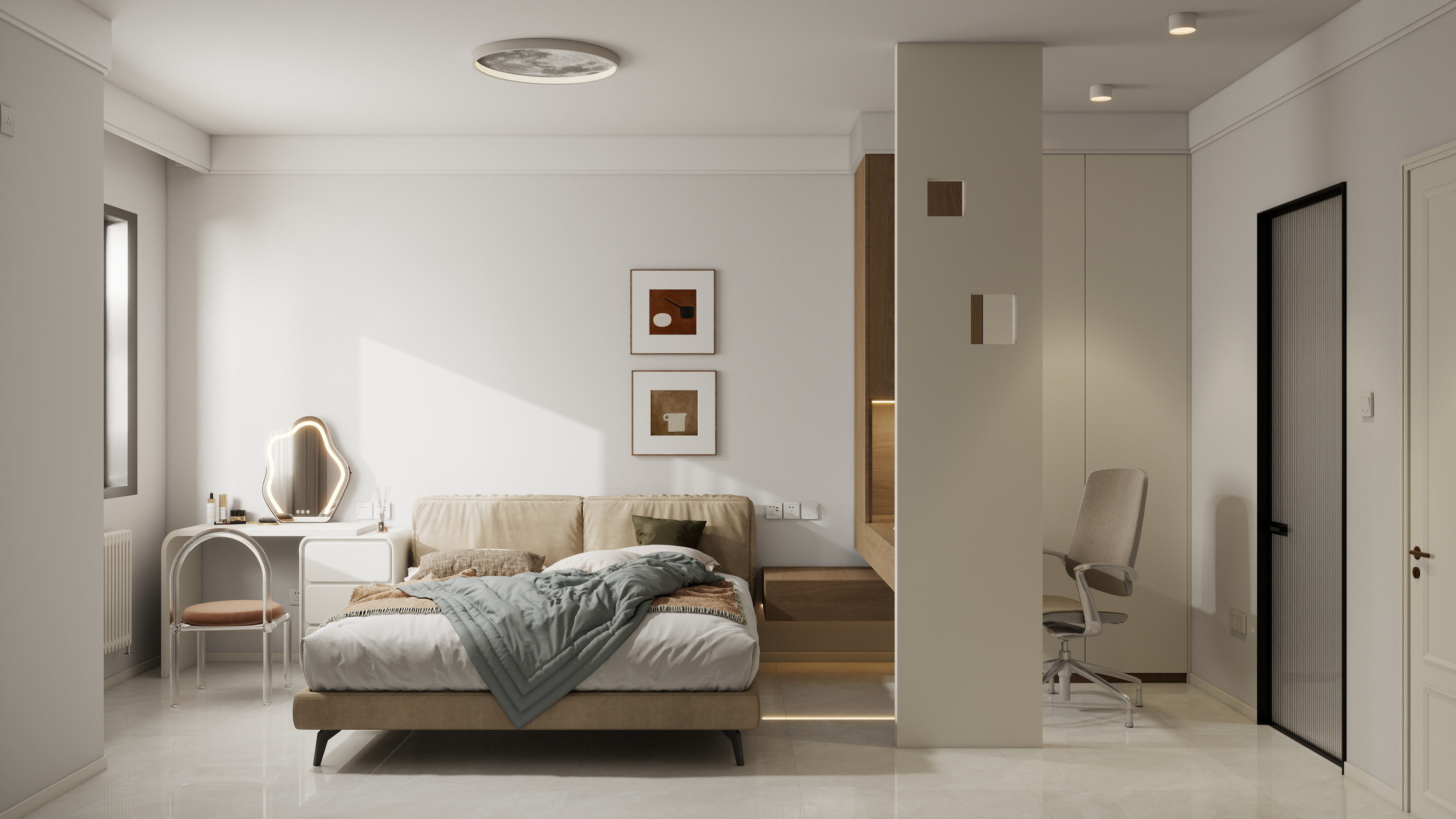 设计师珂源-美联奥公馆奶油112㎡3室一层主卧装修效果图第1张