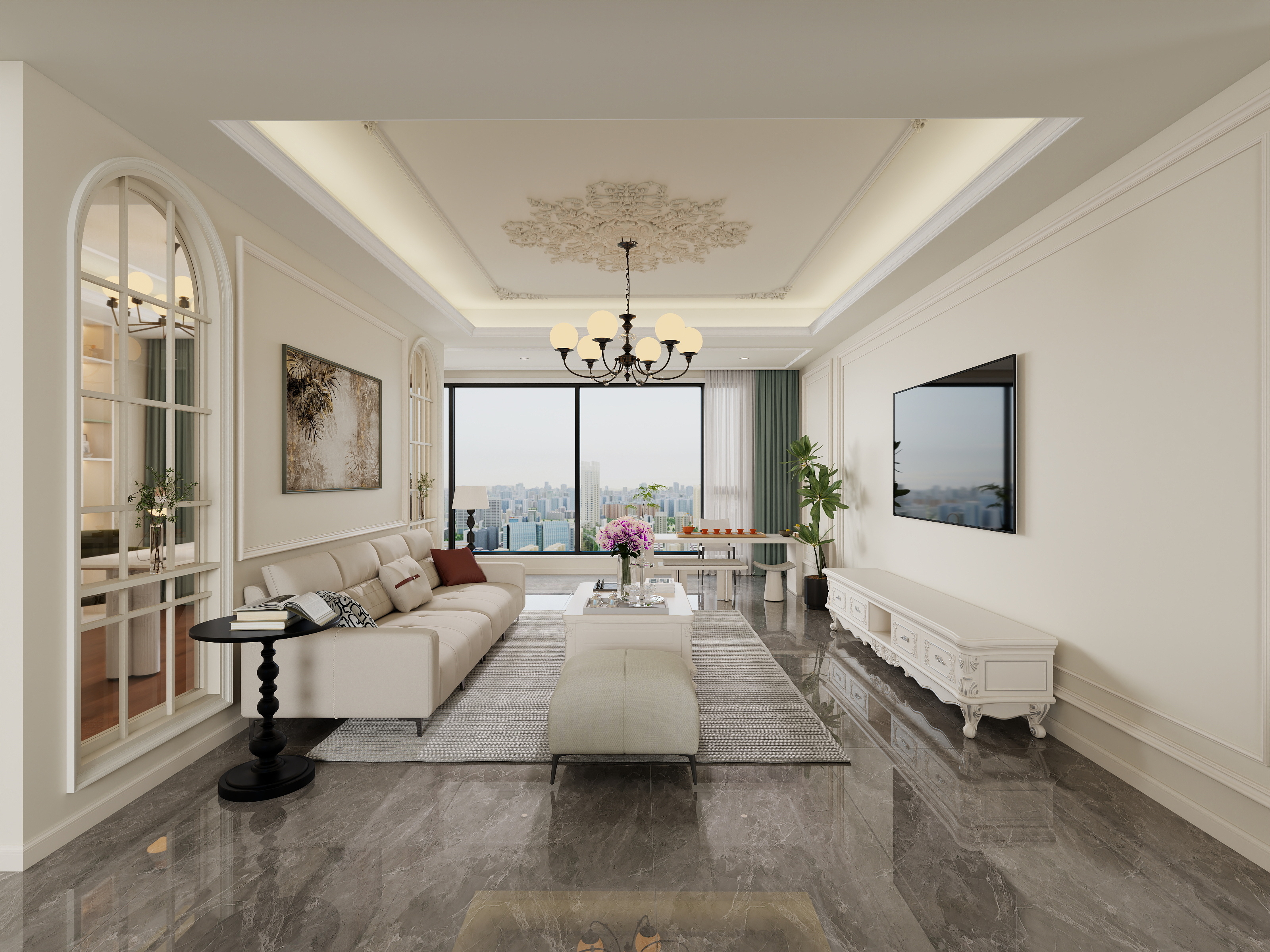 李青越-129平方法式四居室装修效果图