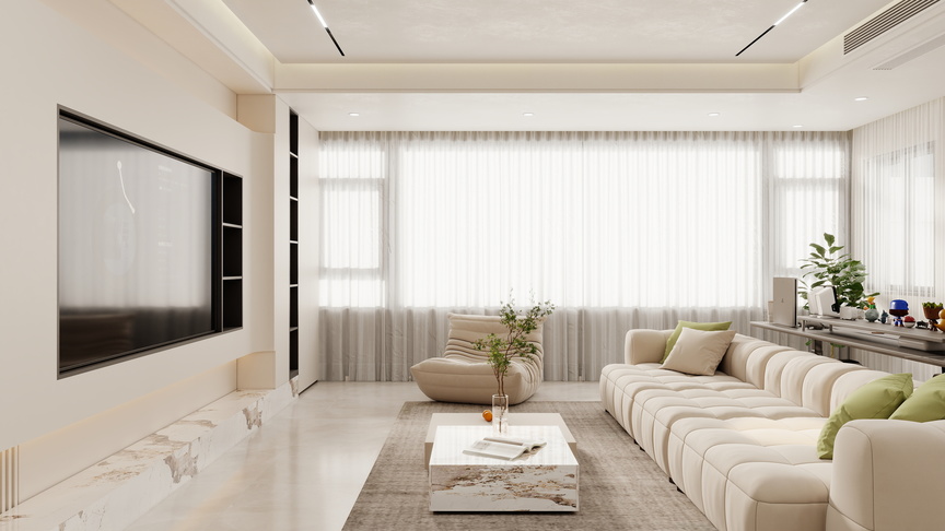 壹诺设计工作室-124㎡2室-现代简约装修效果图