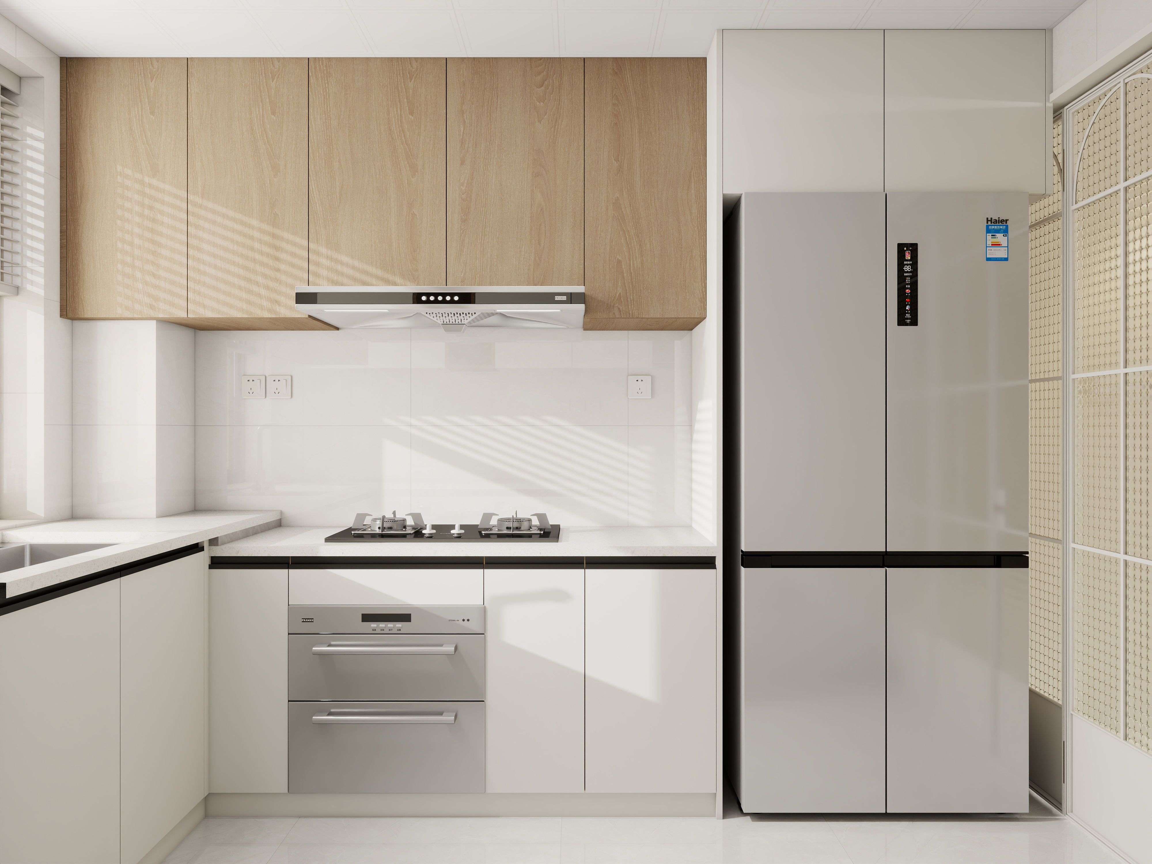 设计师珂源-美联奥公馆奶油112㎡3室一层厨房装修效果图第1张