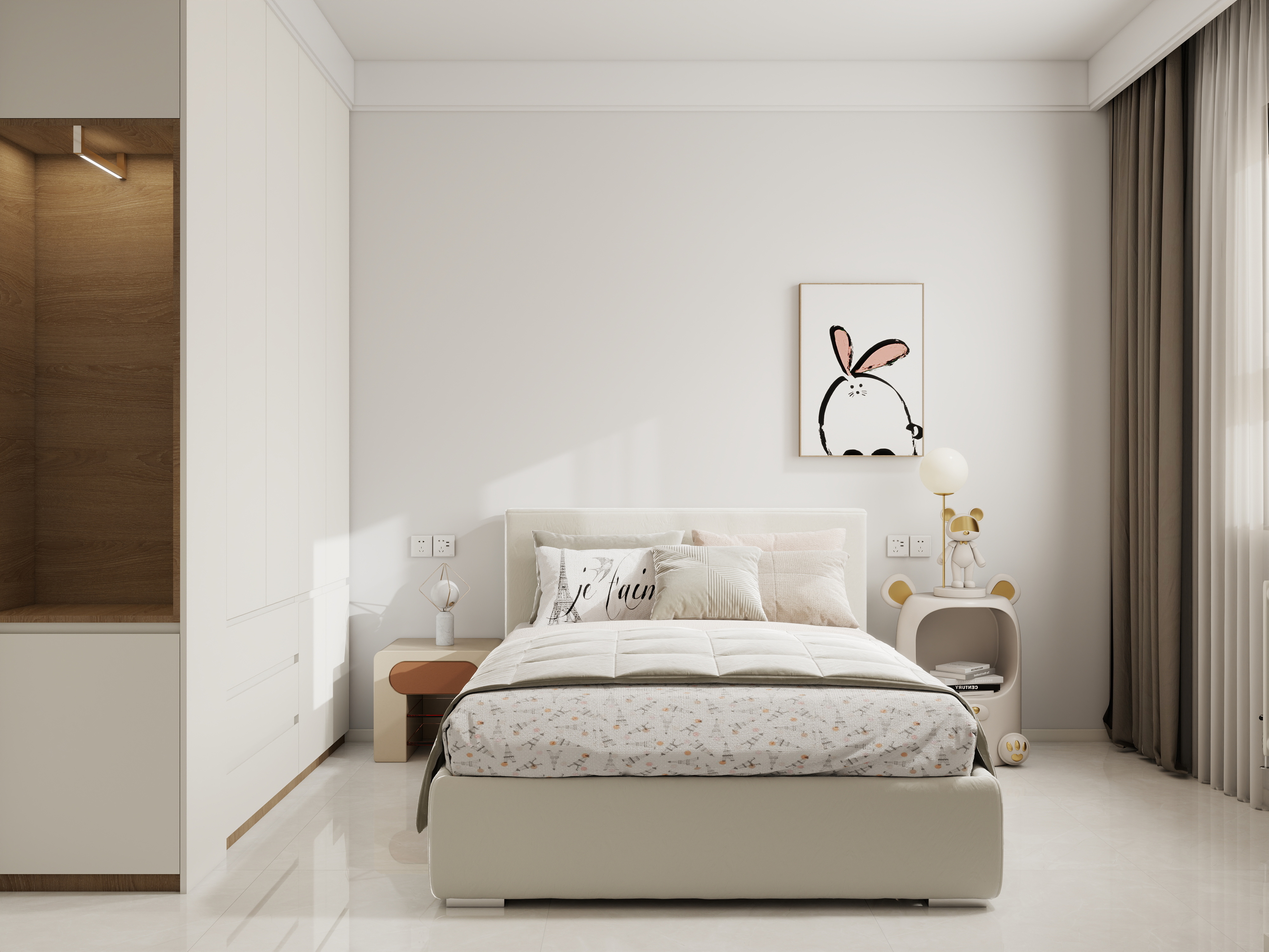 设计师珂源-美联奥公馆奶油112㎡3室一层儿童房装修效果图第1张