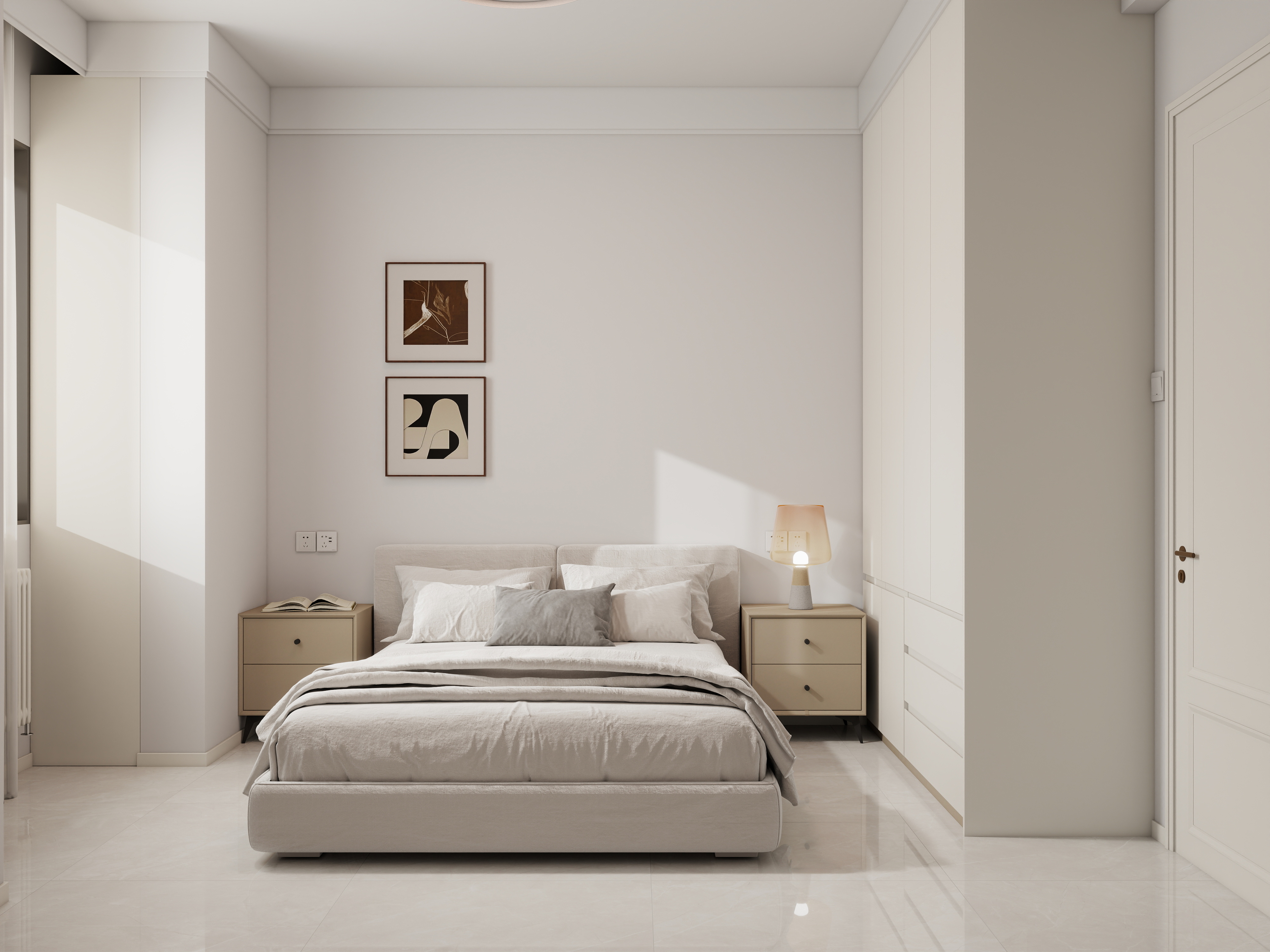 设计师珂源-美联奥公馆奶油112㎡3室一层老人房装修效果图第2张