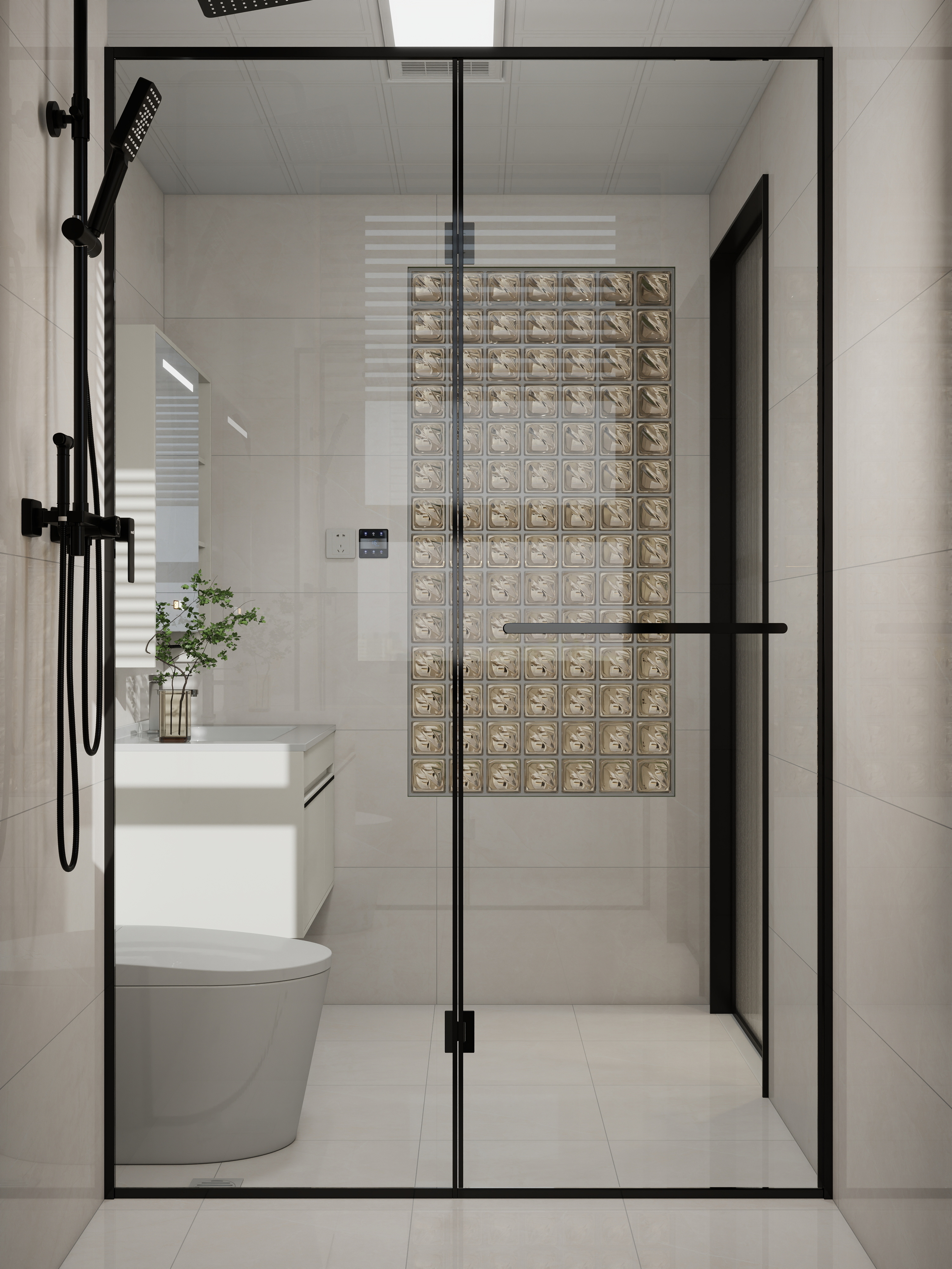 设计师珂源-美联奥公馆奶油112㎡3室一层主卫装修效果图第2张