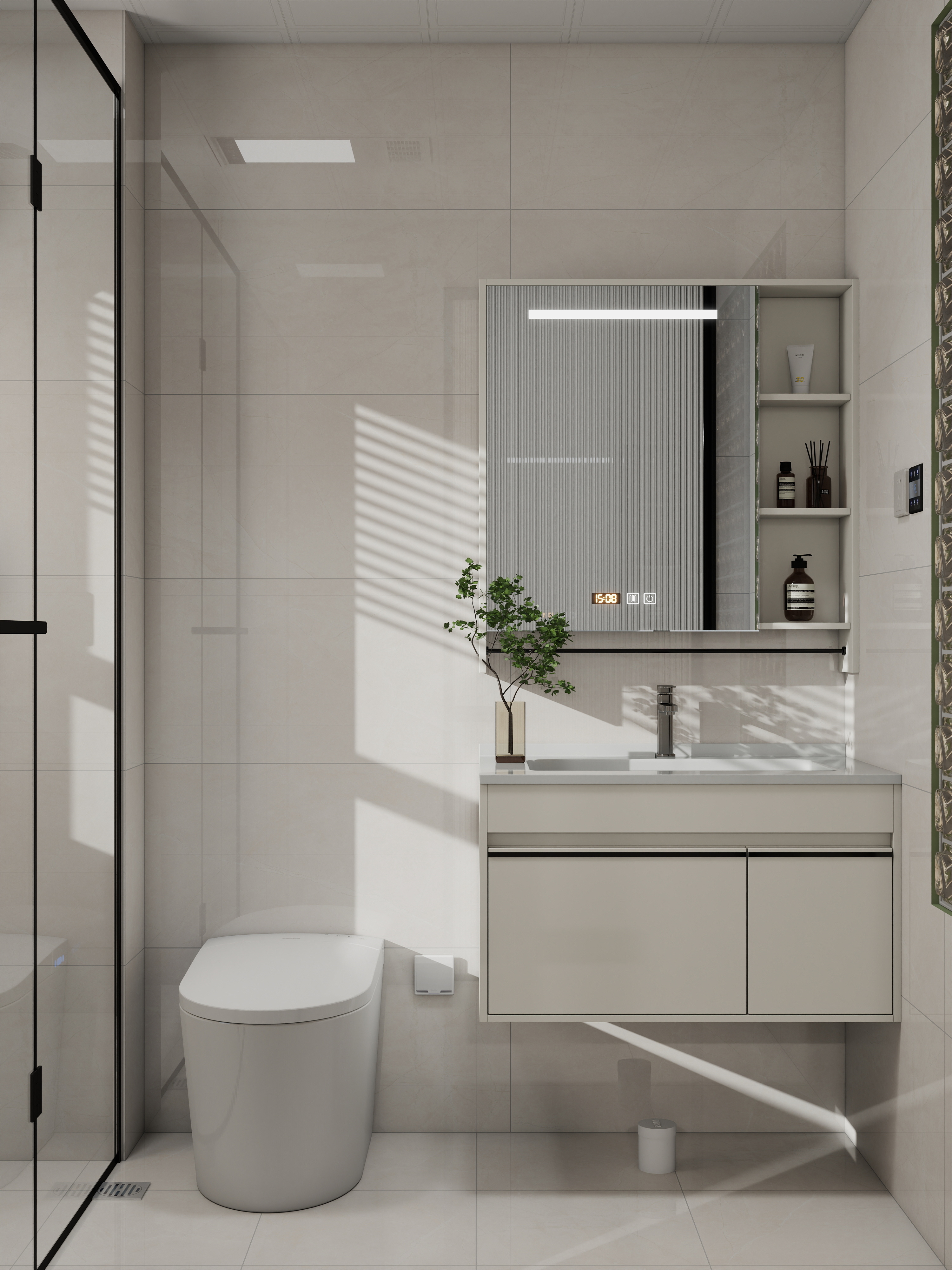 设计师珂源-美联奥公馆奶油112㎡3室一层主卫装修效果图第1张