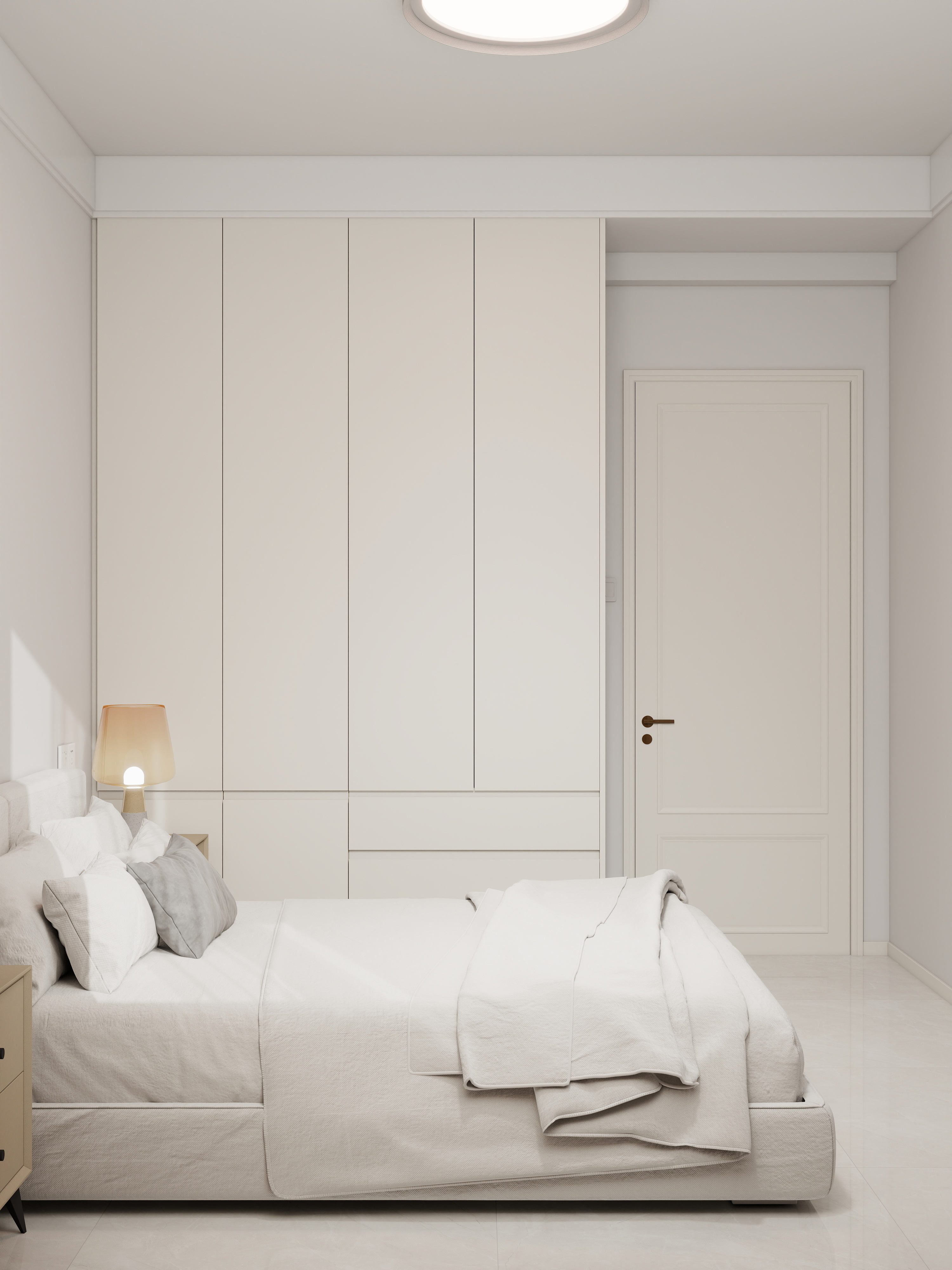 设计师珂源-美联奥公馆奶油112㎡3室一层老人房装修效果图第1张