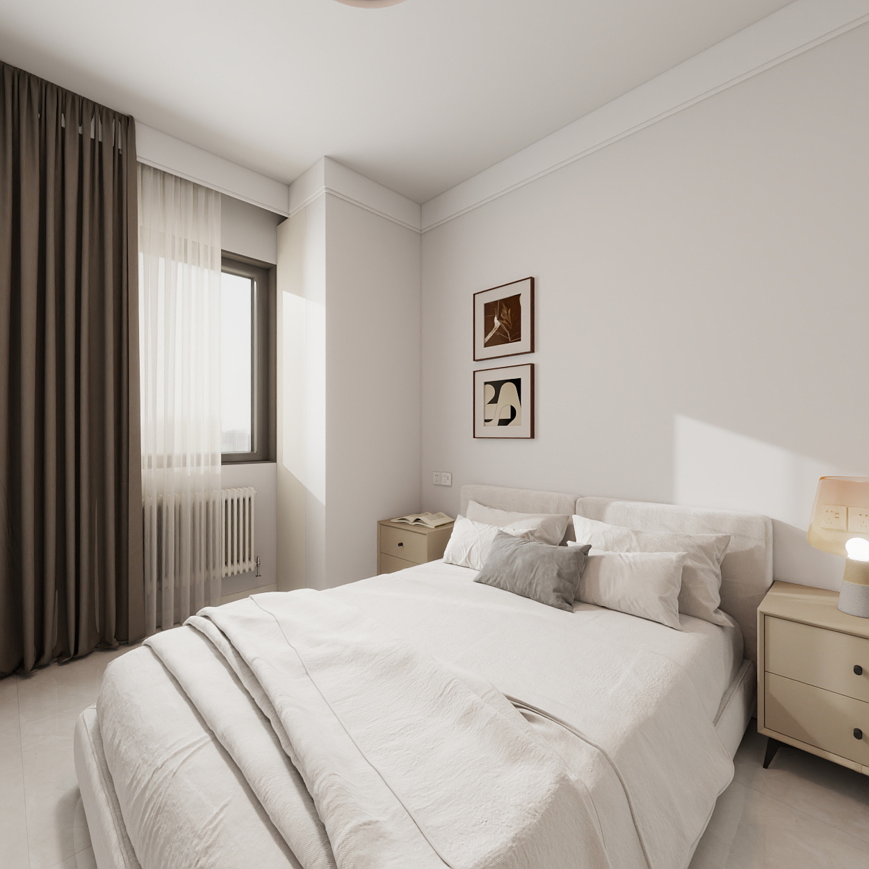 设计师珂源-美联奥公馆奶油112㎡3室一层老人房装修效果图第4张