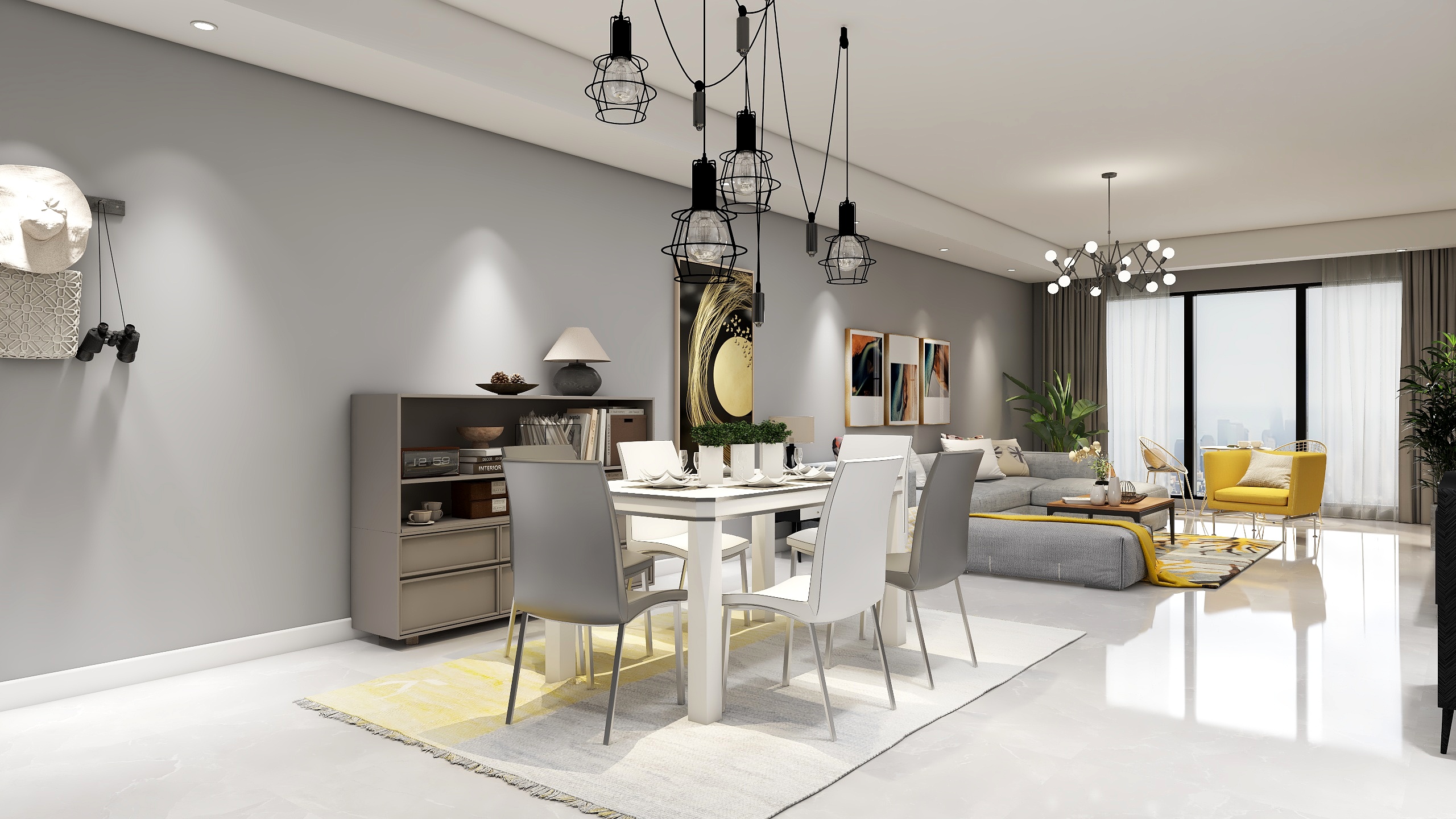 李林-昆明湖现代简约141㎡2室装修效果图