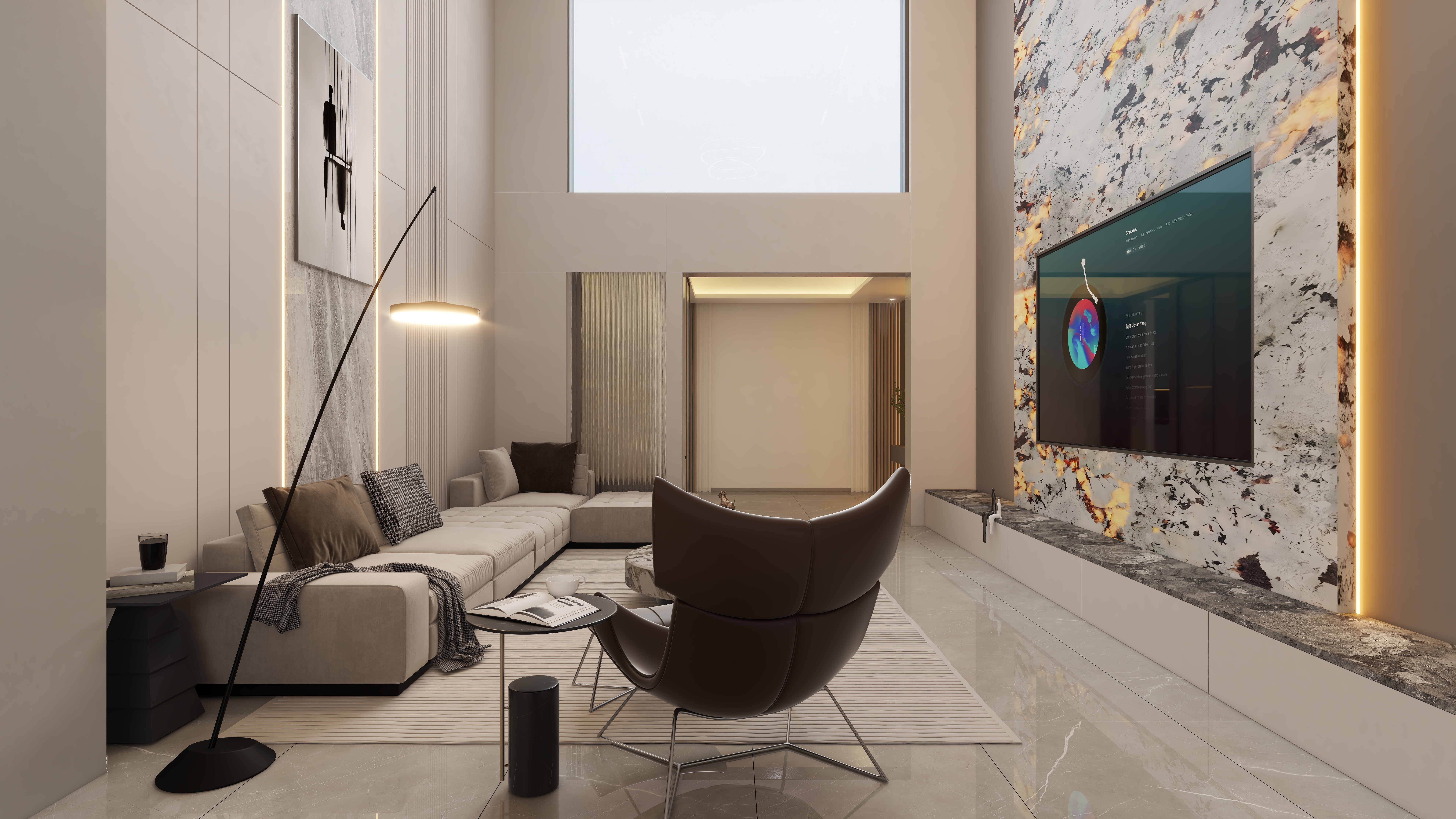 星空设计500一套-轻奢143㎡一层客餐厅装修效果图第2张