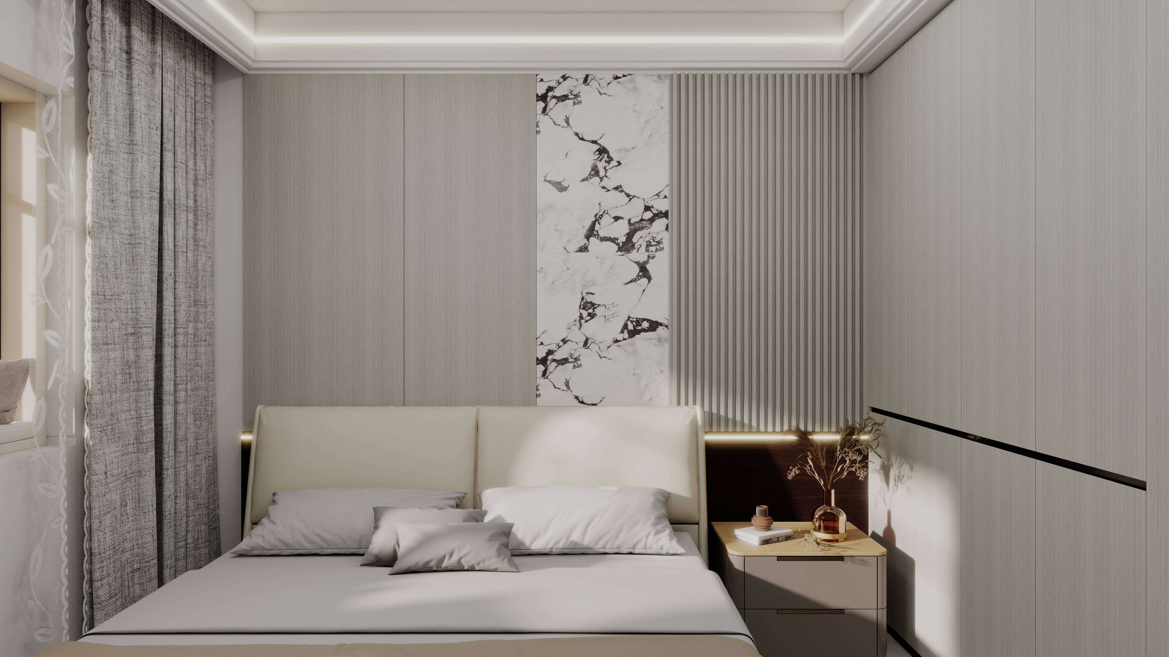 珈源工作室-现代简约。后现代一层次卧装修效果图第2张