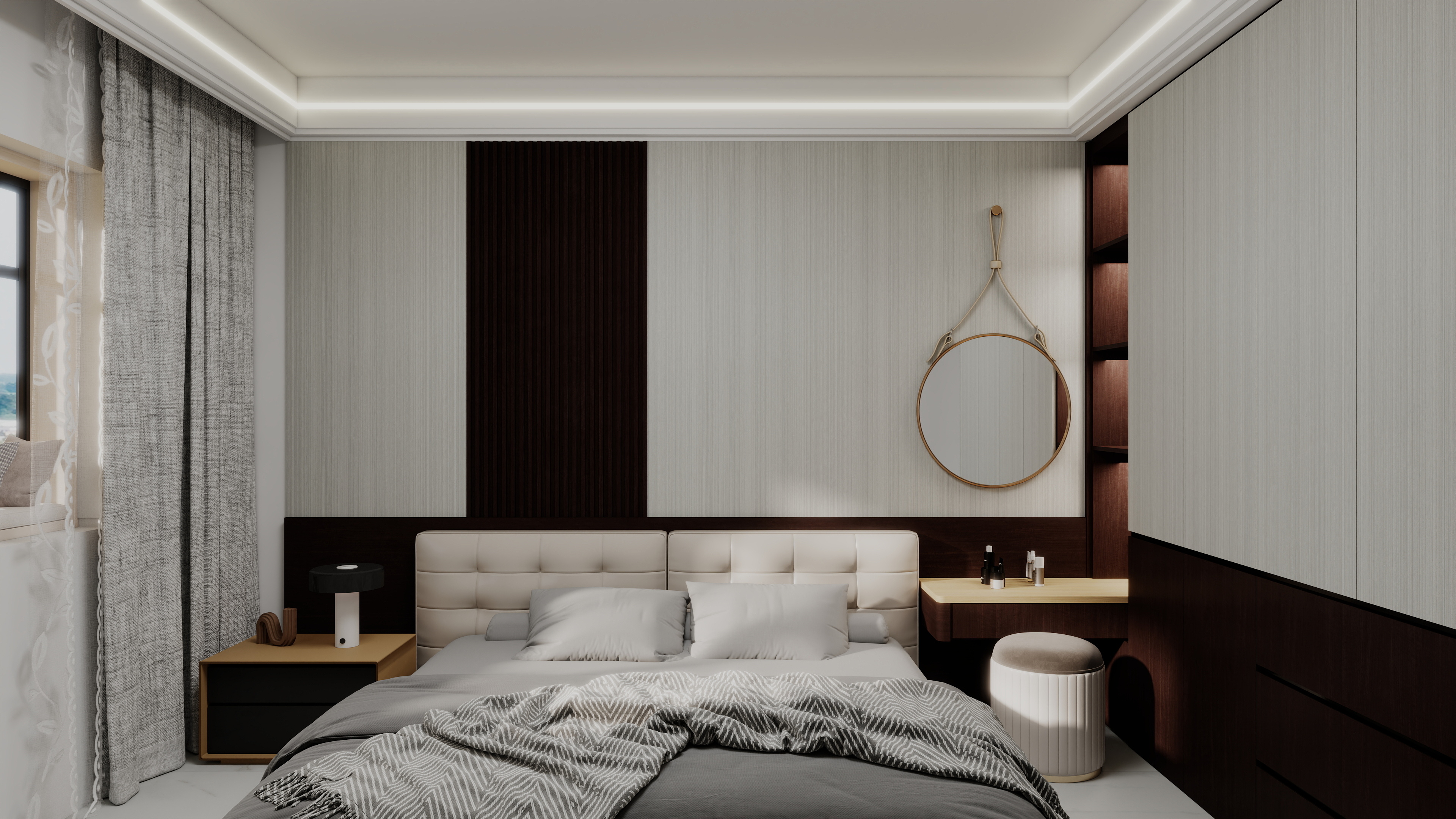 珈源工作室-现代简约。后现代一层主卧装修效果图第2张