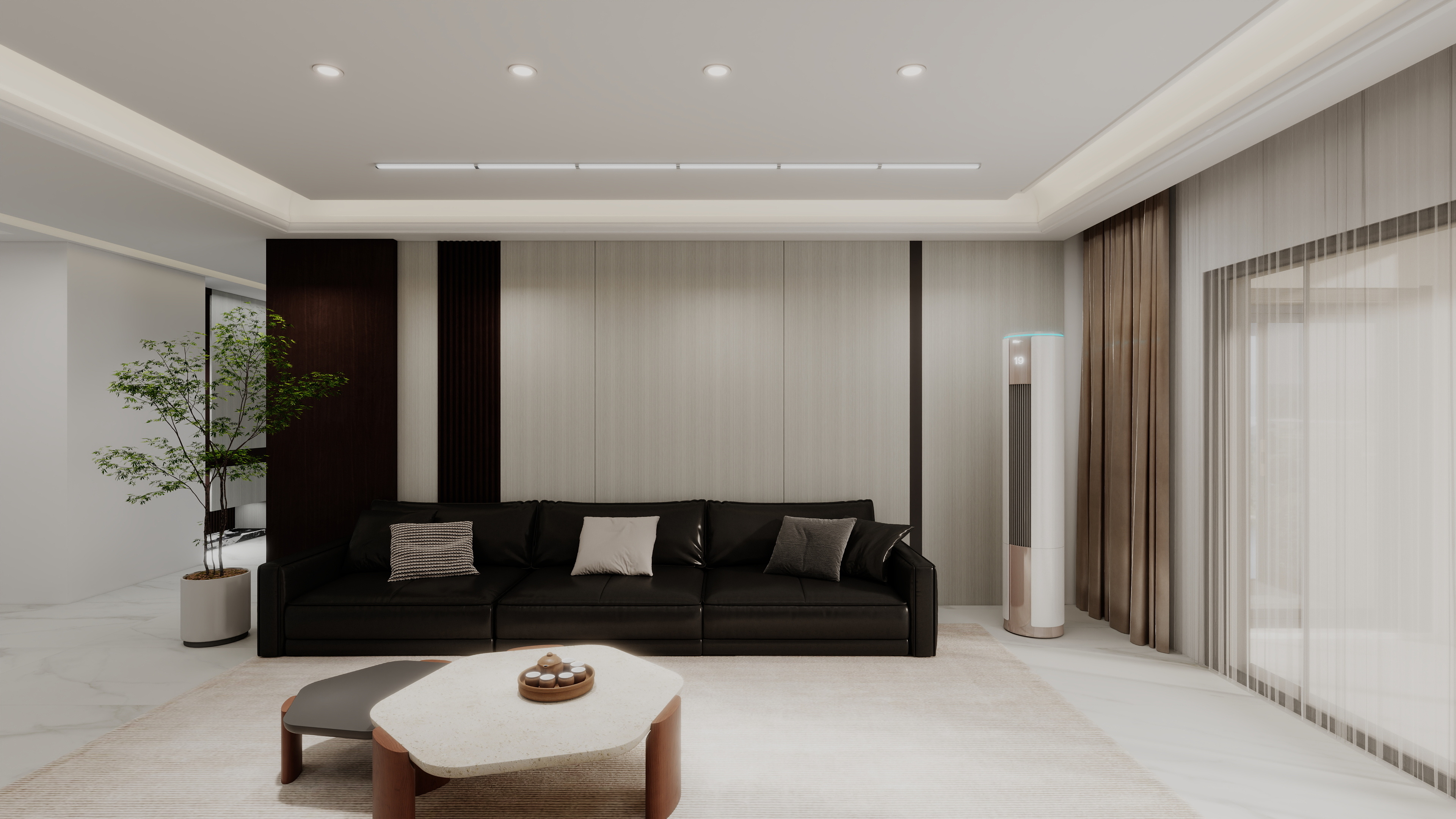 珈源工作室-现代简约。后现代一层起居室装修效果图第3张