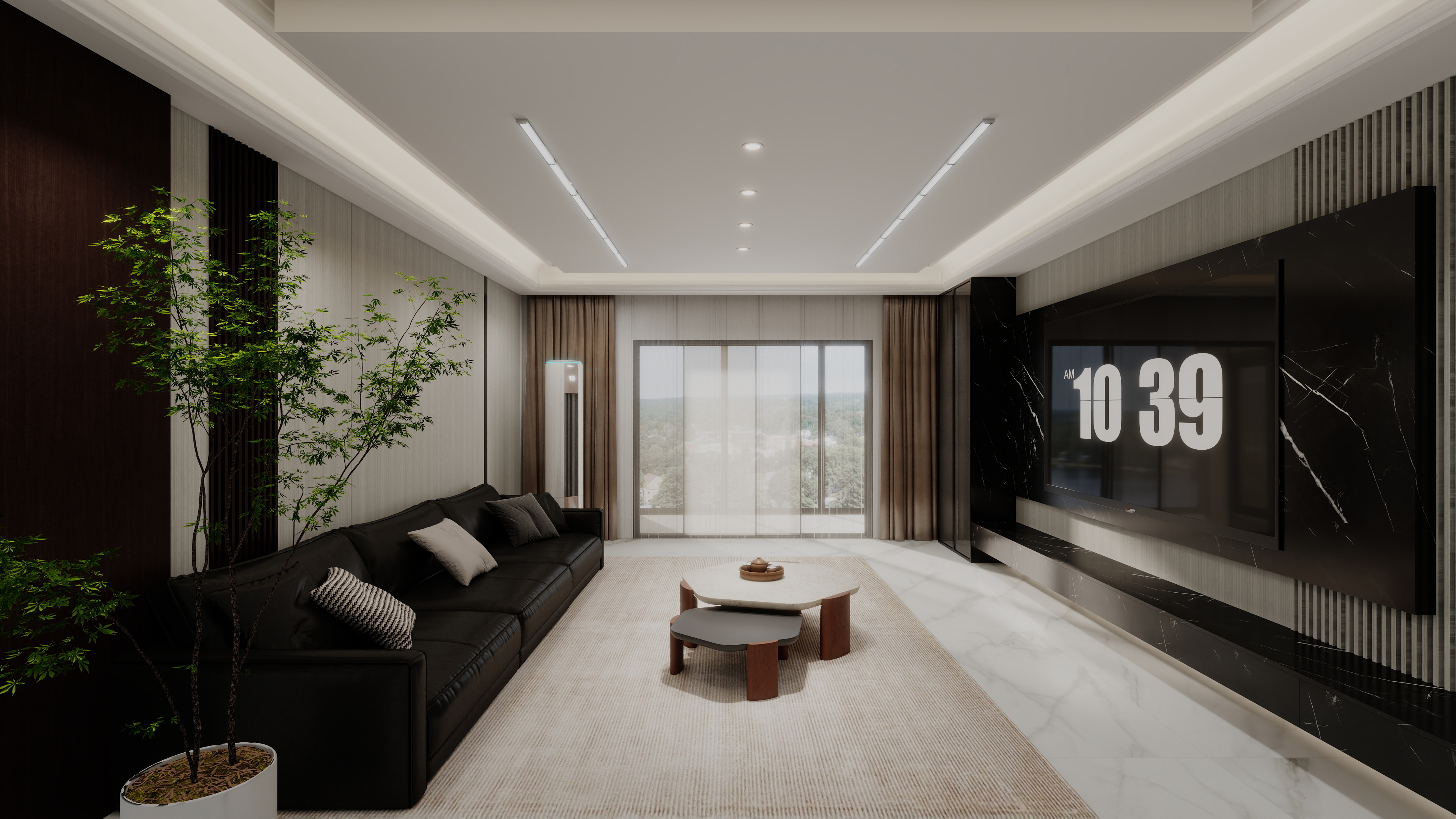 珈源工作室-现代简约。后现代一层起居室装修效果图第4张