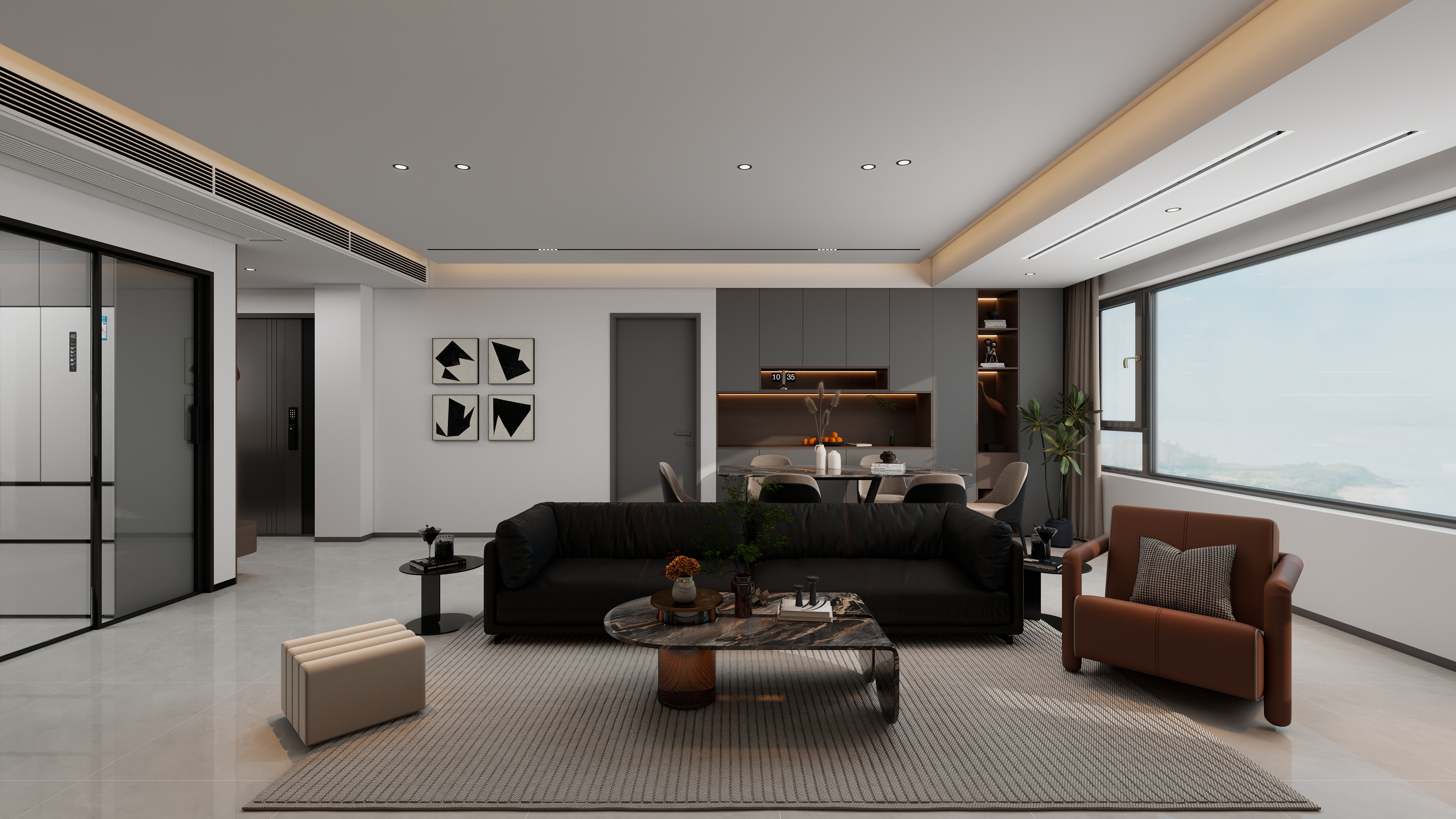 果乐设计-124方意式轻奢风格三居室装修效果图