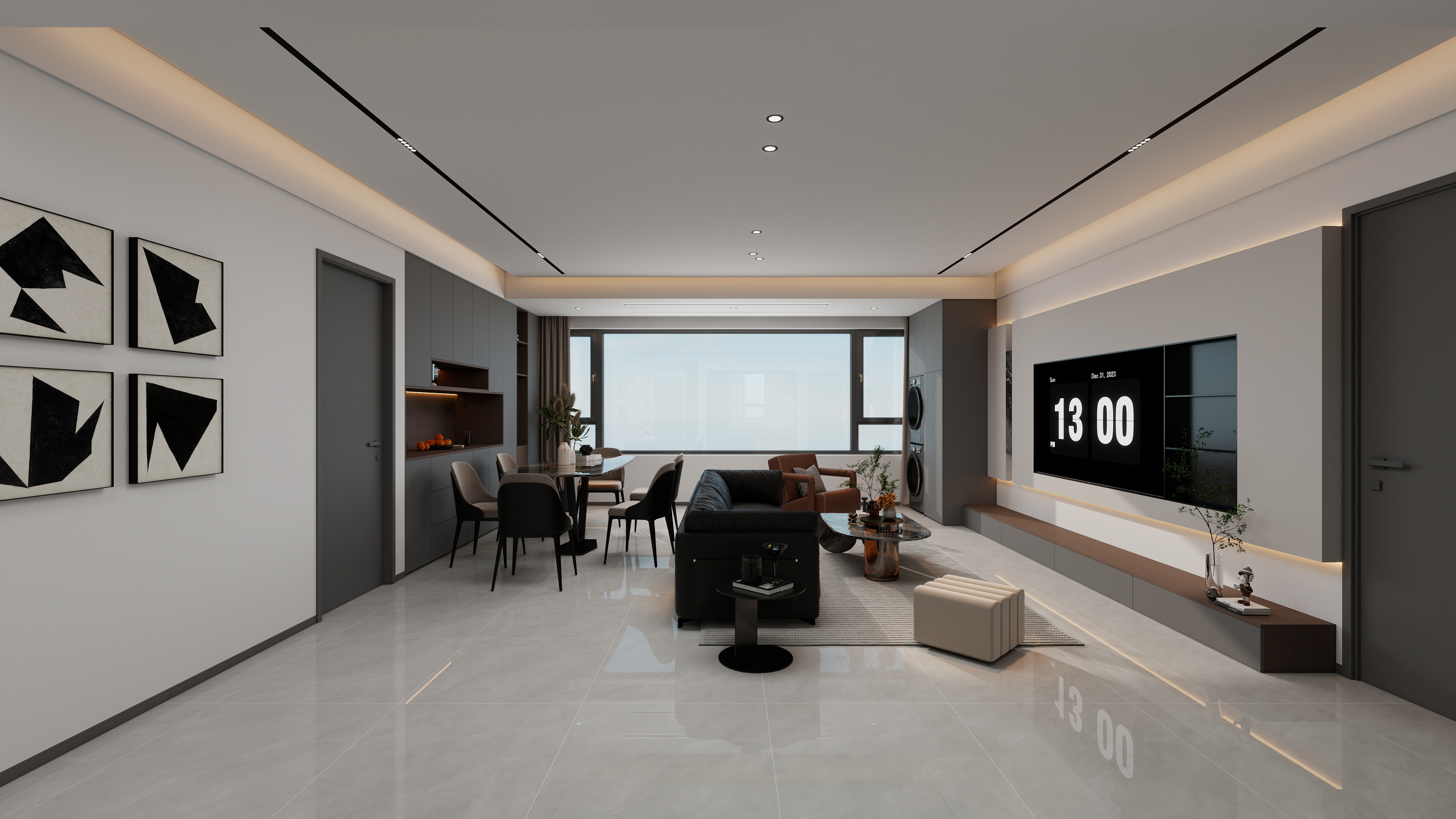 果乐设计-124方意式轻奢风格三居室装修效果图