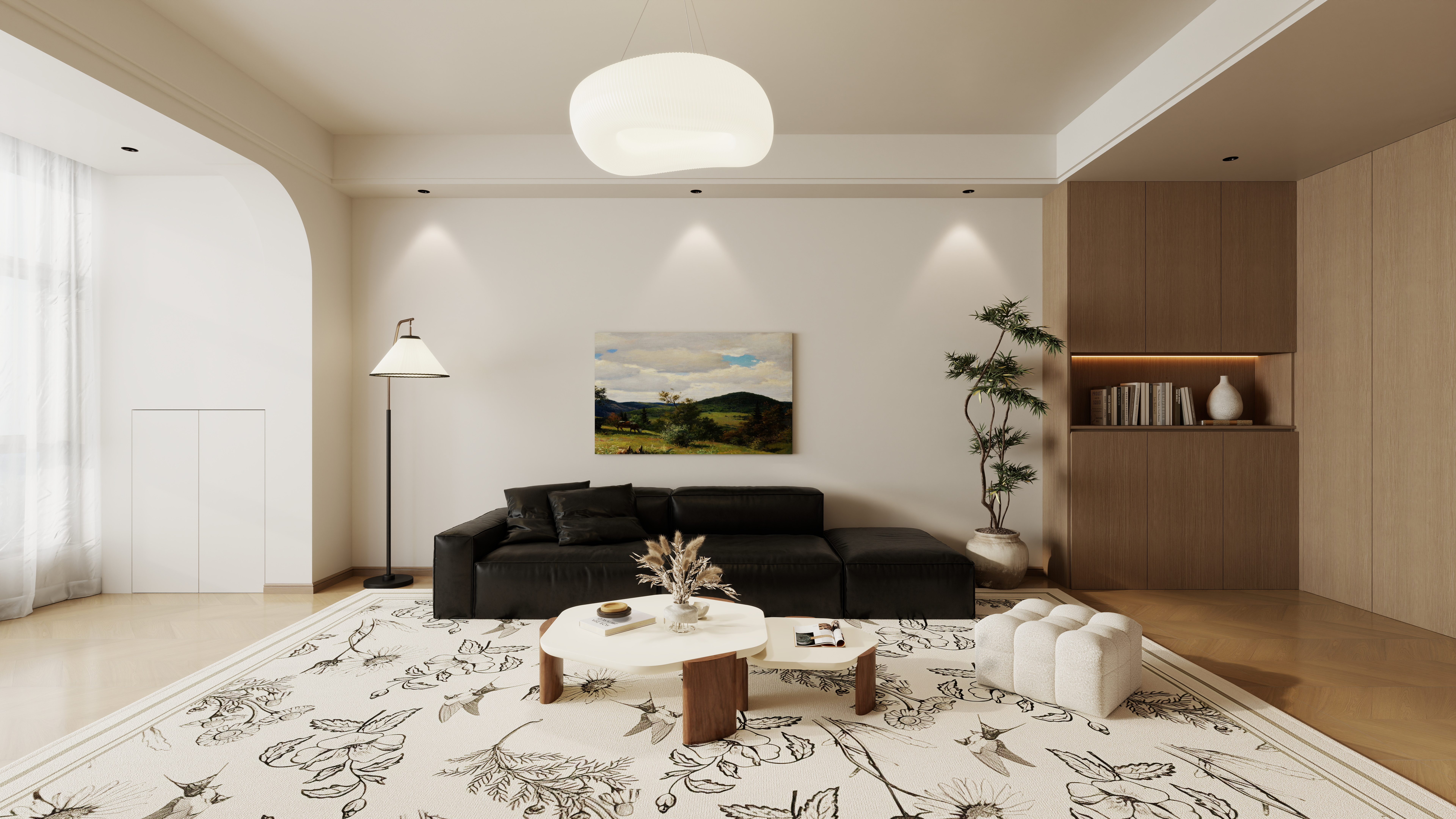 星空设计500一套-中古风3室一层客餐厅装修效果图第4张