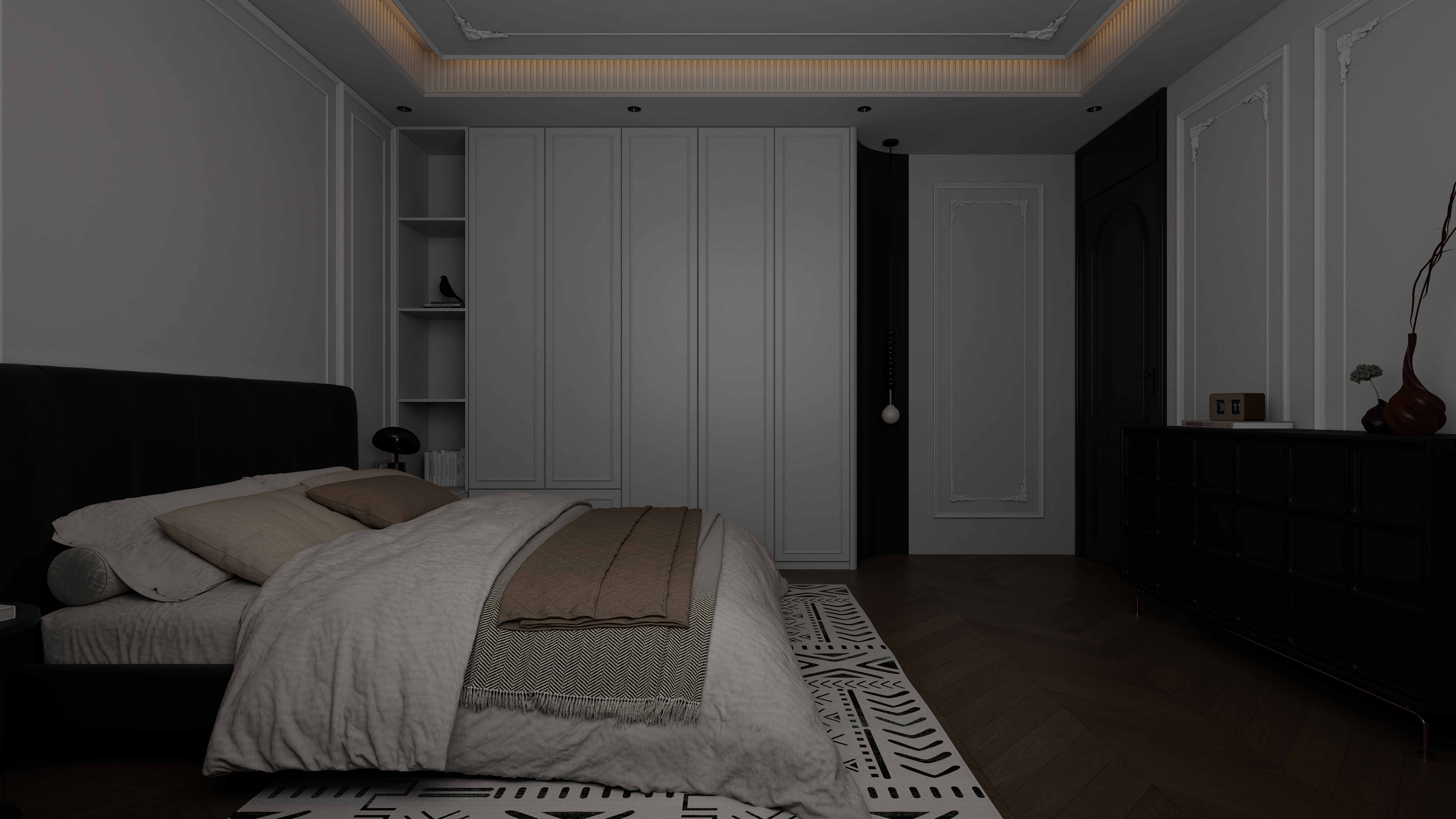 星空设计500一套-混搭168㎡3室一层老人房装修效果图第1张