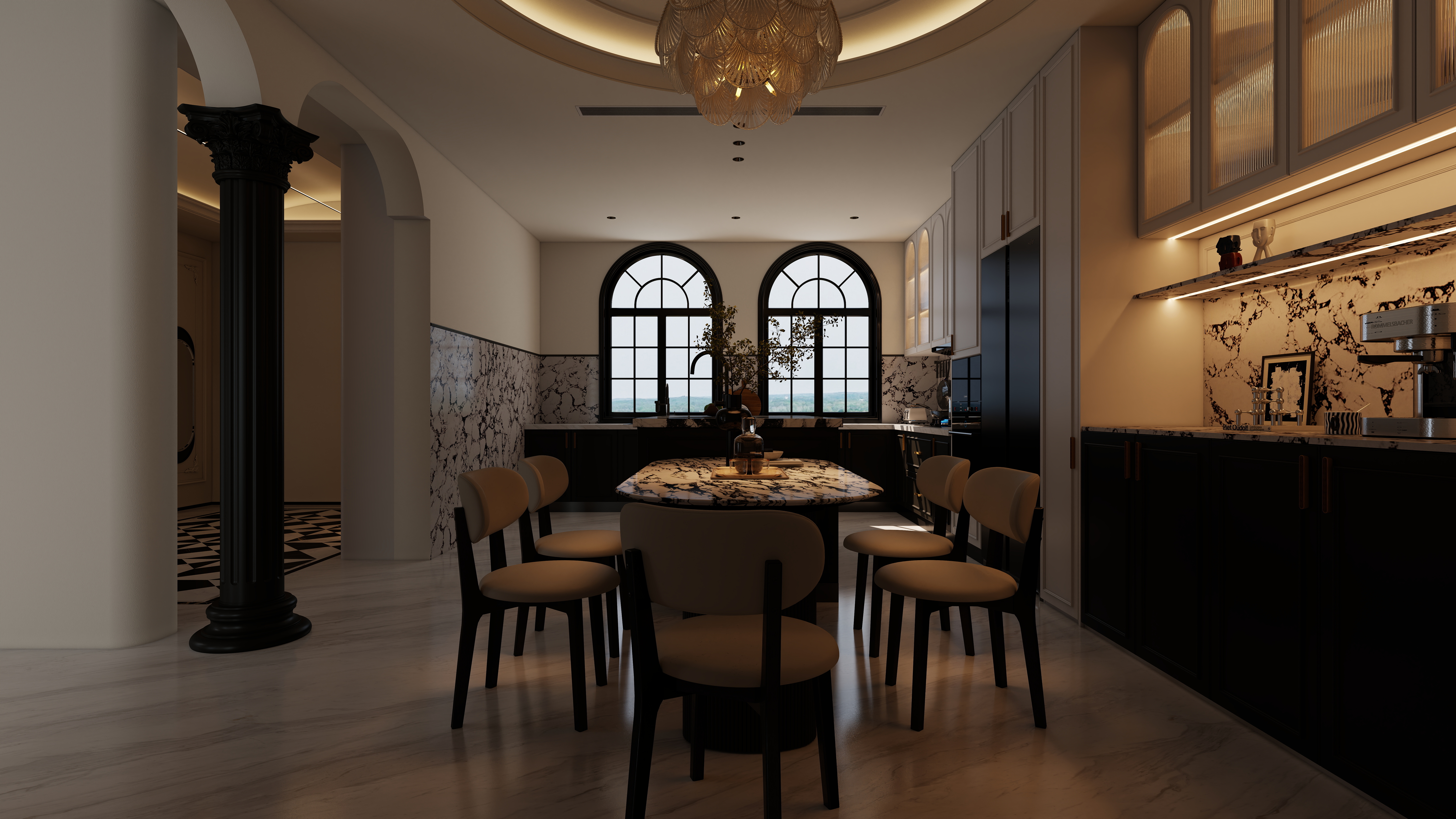 星空设计500一套-混搭168㎡3室一层餐厅装修效果图第1张