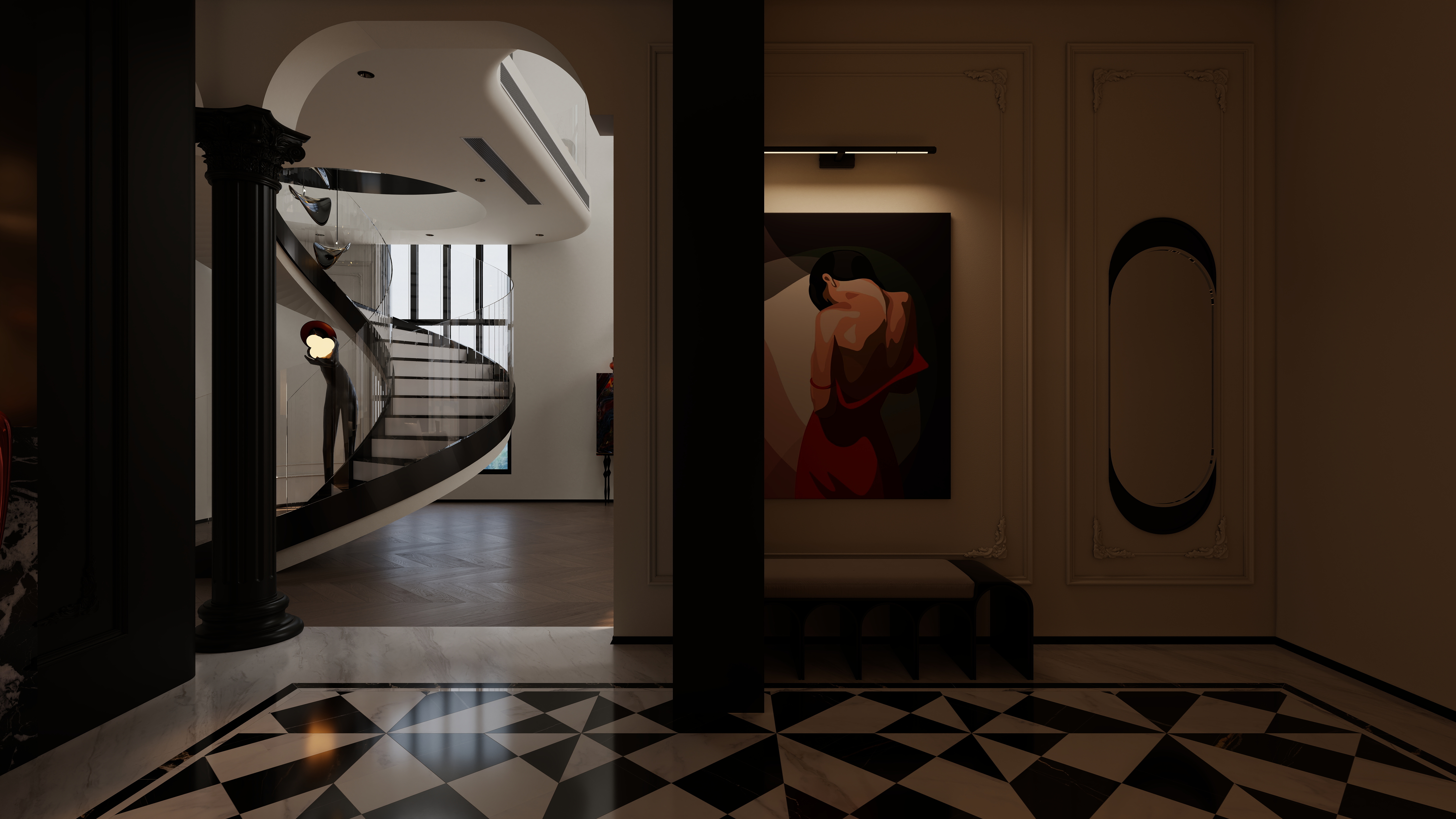 星空设计500一套-混搭168㎡3室一层玄关装修效果图第2张