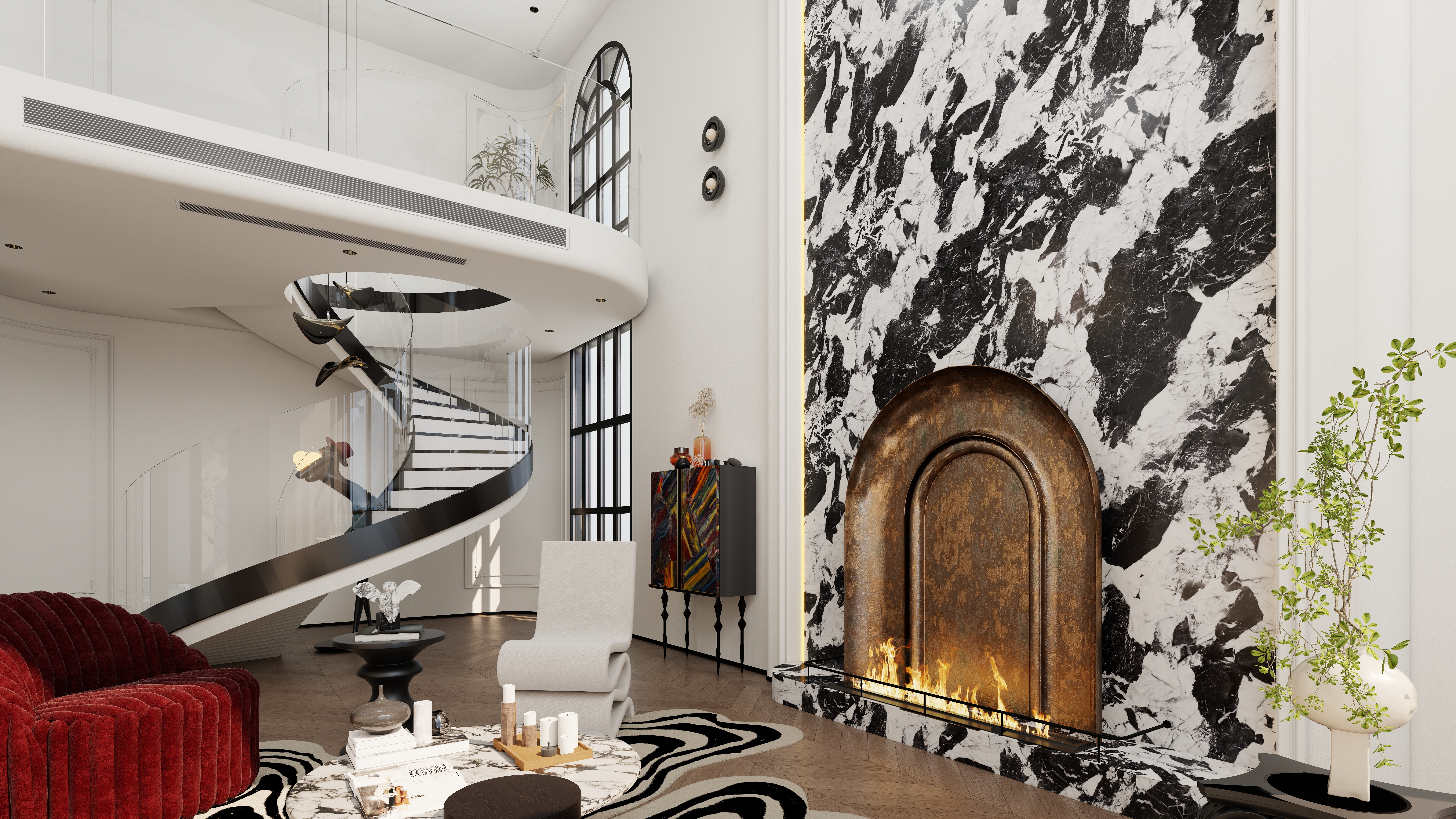 星空设计500一套-混搭168㎡3室一层客厅装修效果图第2张