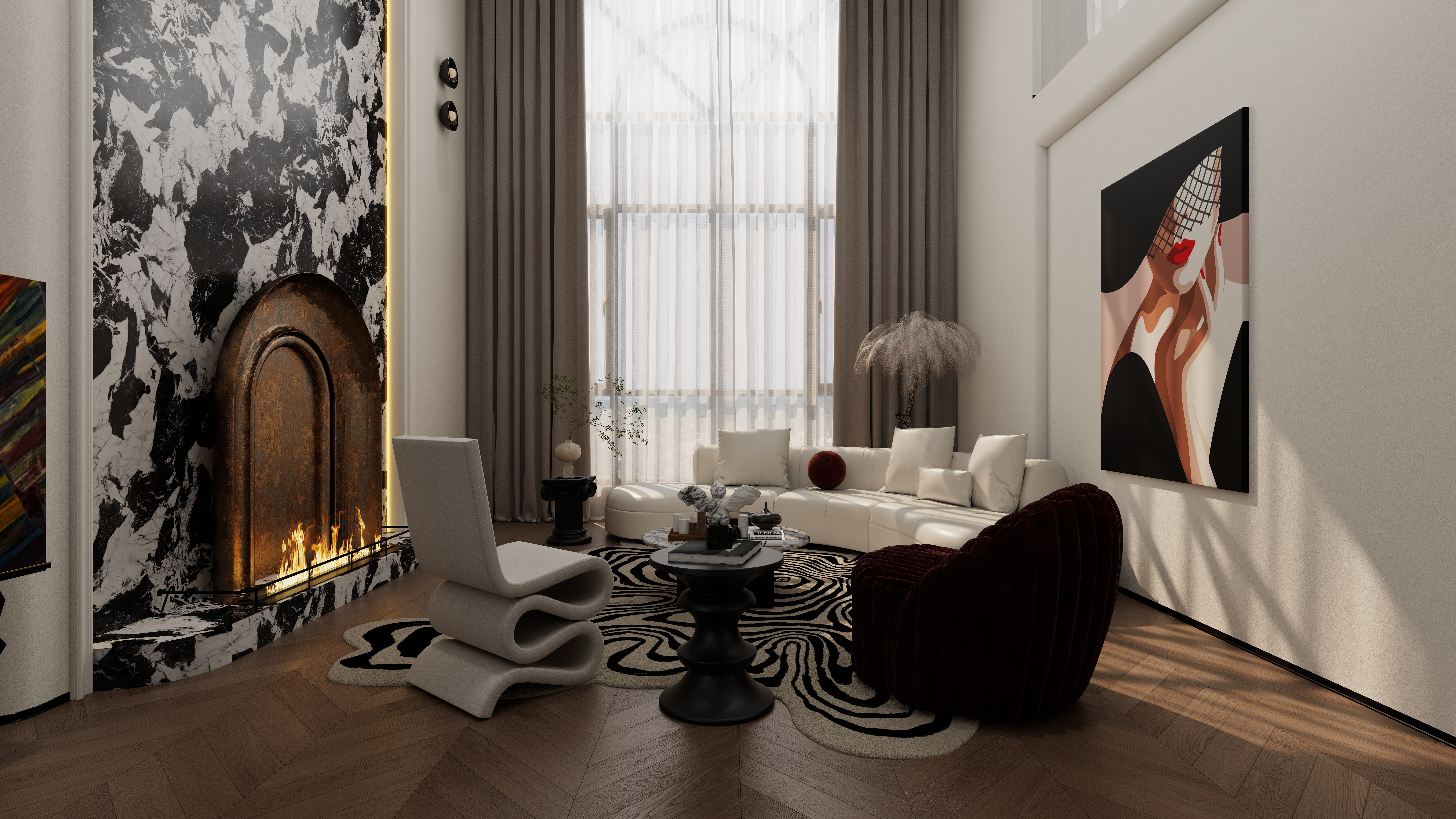 星空设计500一套-混搭168㎡3室一层客厅装修效果图第3张