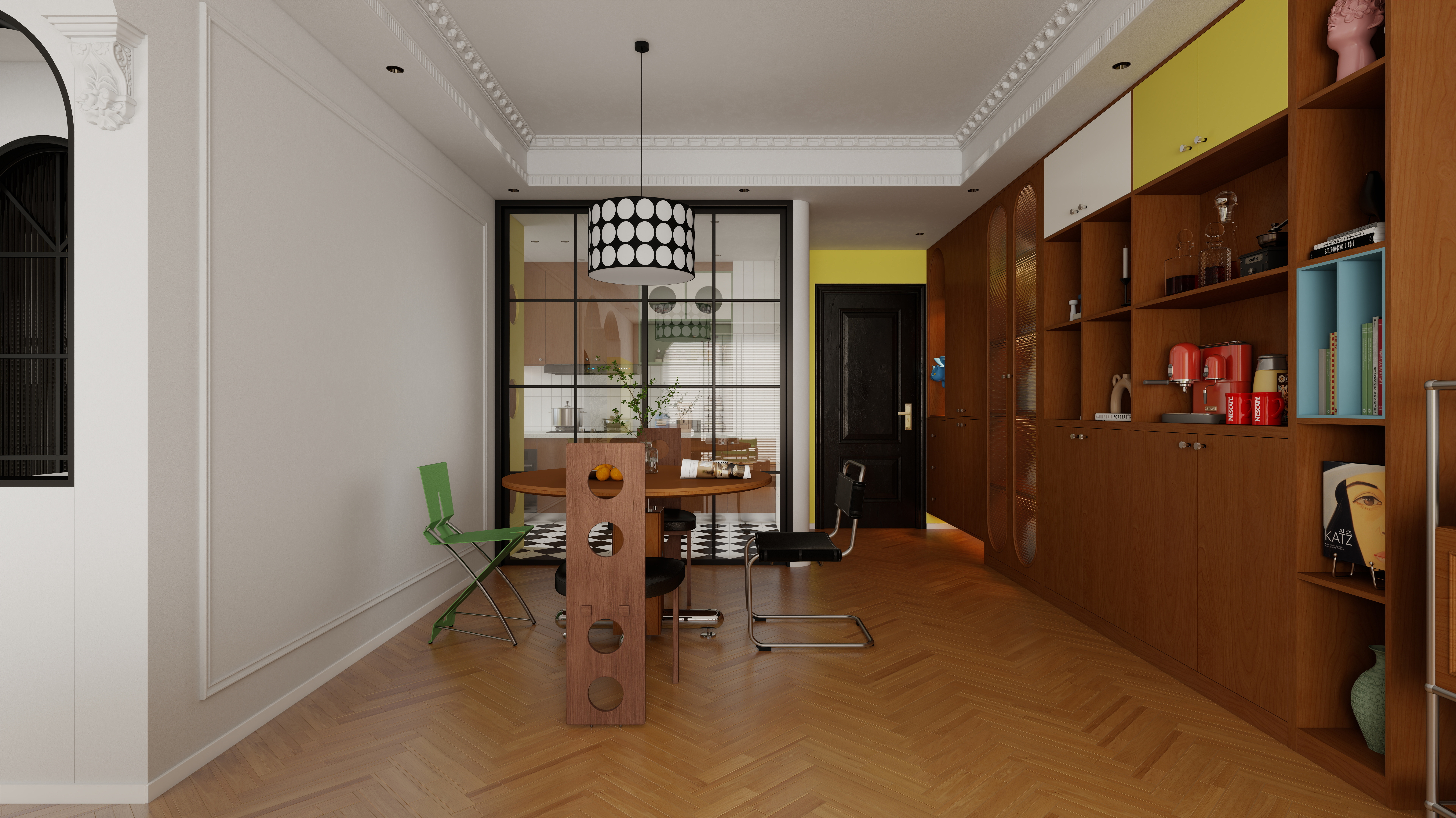 星空设计500一套-法式包豪斯混搭风格一层客餐厅装修效果图第5张