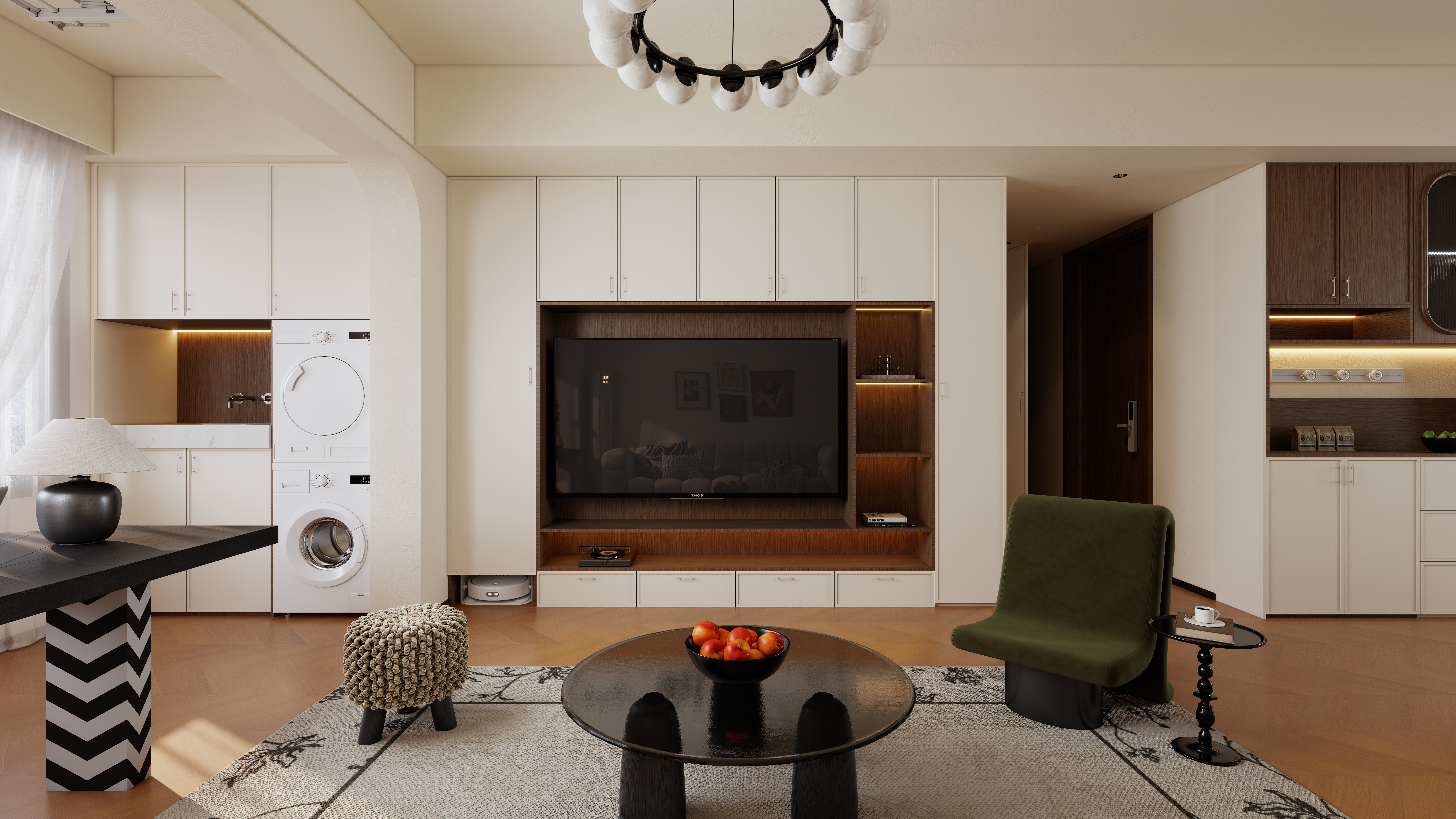 星空设计500一套-法式中古112㎡三室一层客餐厅装修效果图第4张