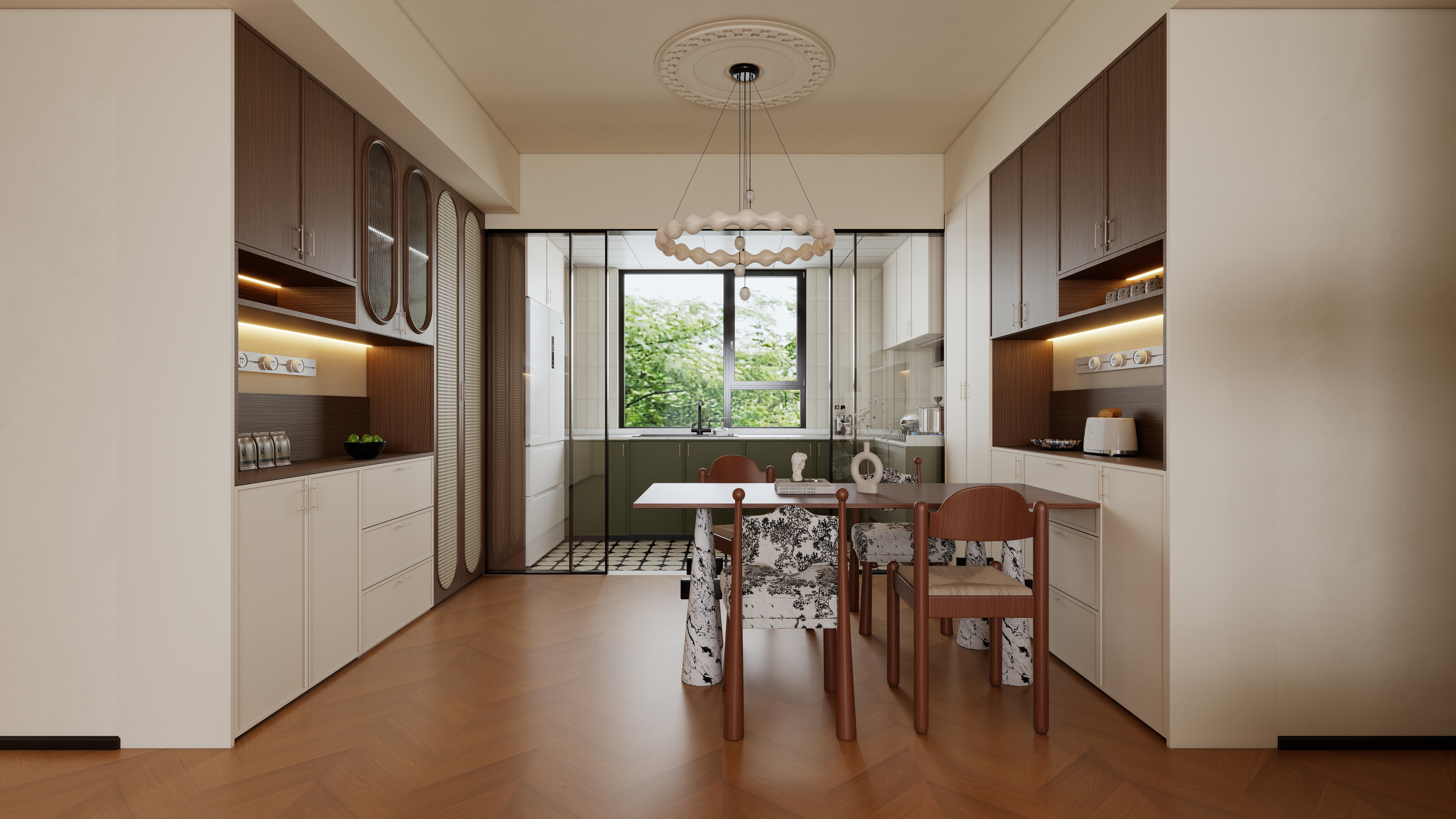 星空设计500一套-法式中古112㎡三室一层客餐厅装修效果图第1张