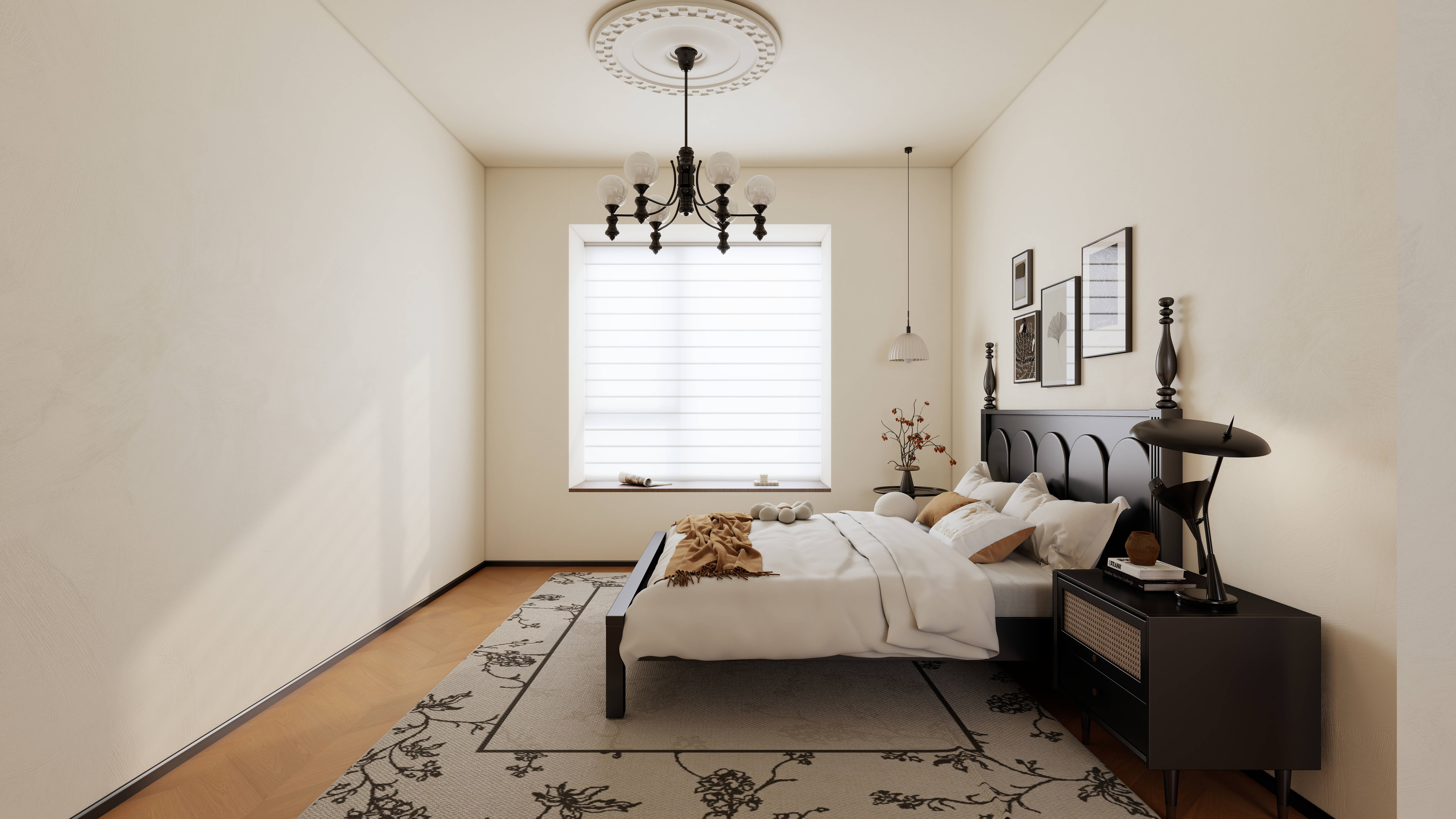 星空设计500一套-法式中古112㎡三室一层主卧装修效果图第1张