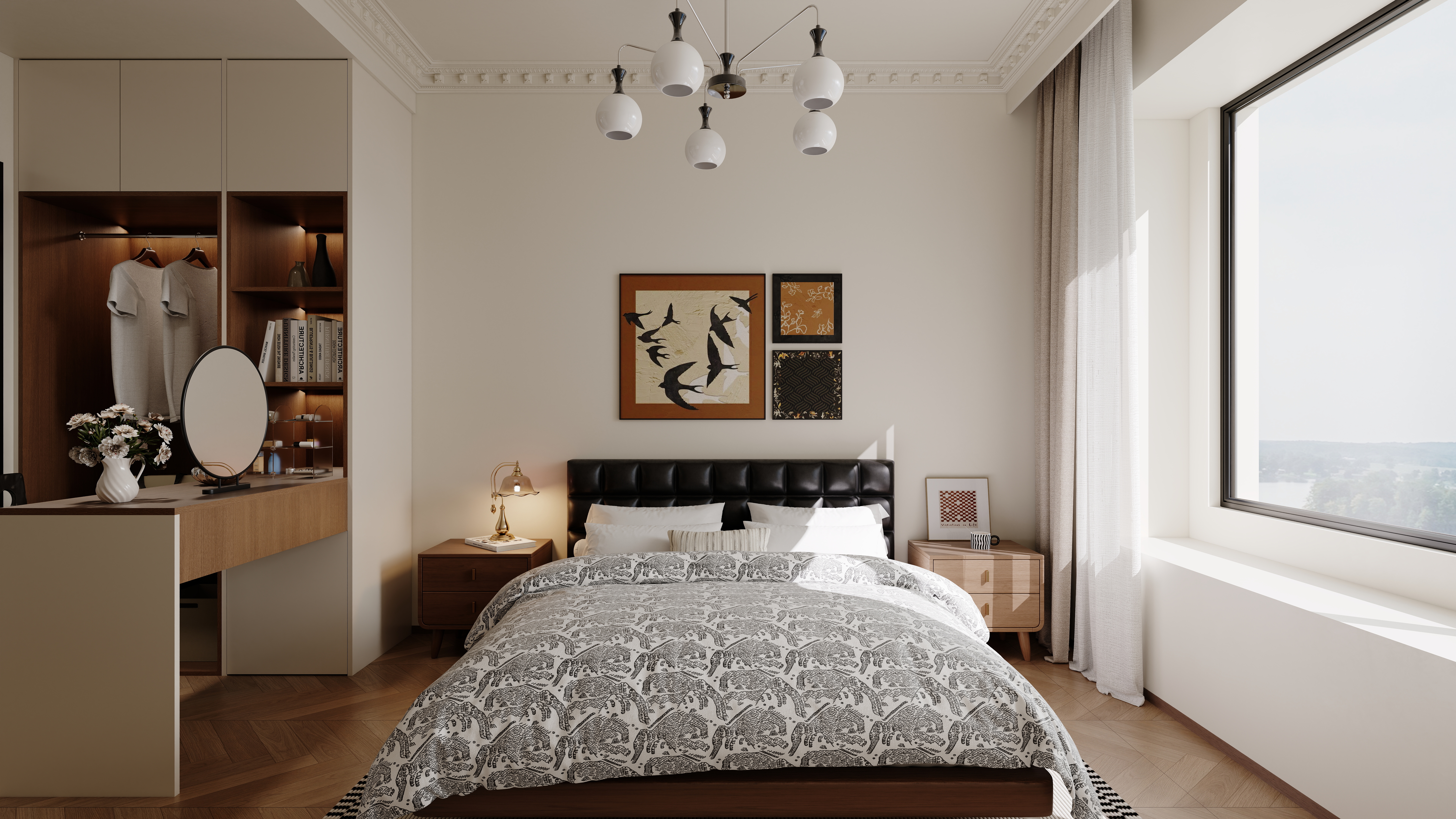 星空设计500一套-中古风3室98㎡一层次卧装修效果图第2张