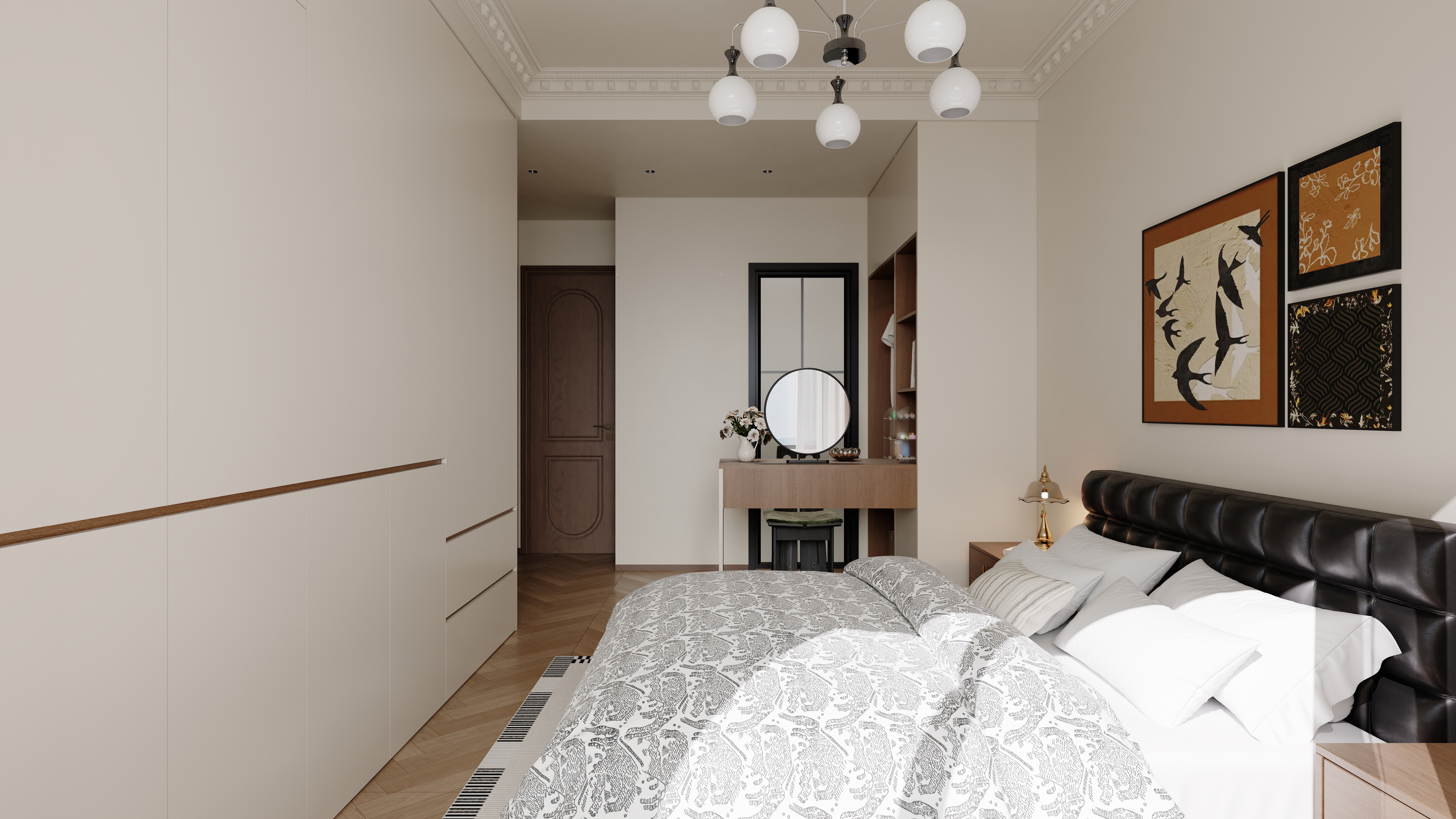 星空设计500一套-中古风3室98㎡一层次卧装修效果图第1张