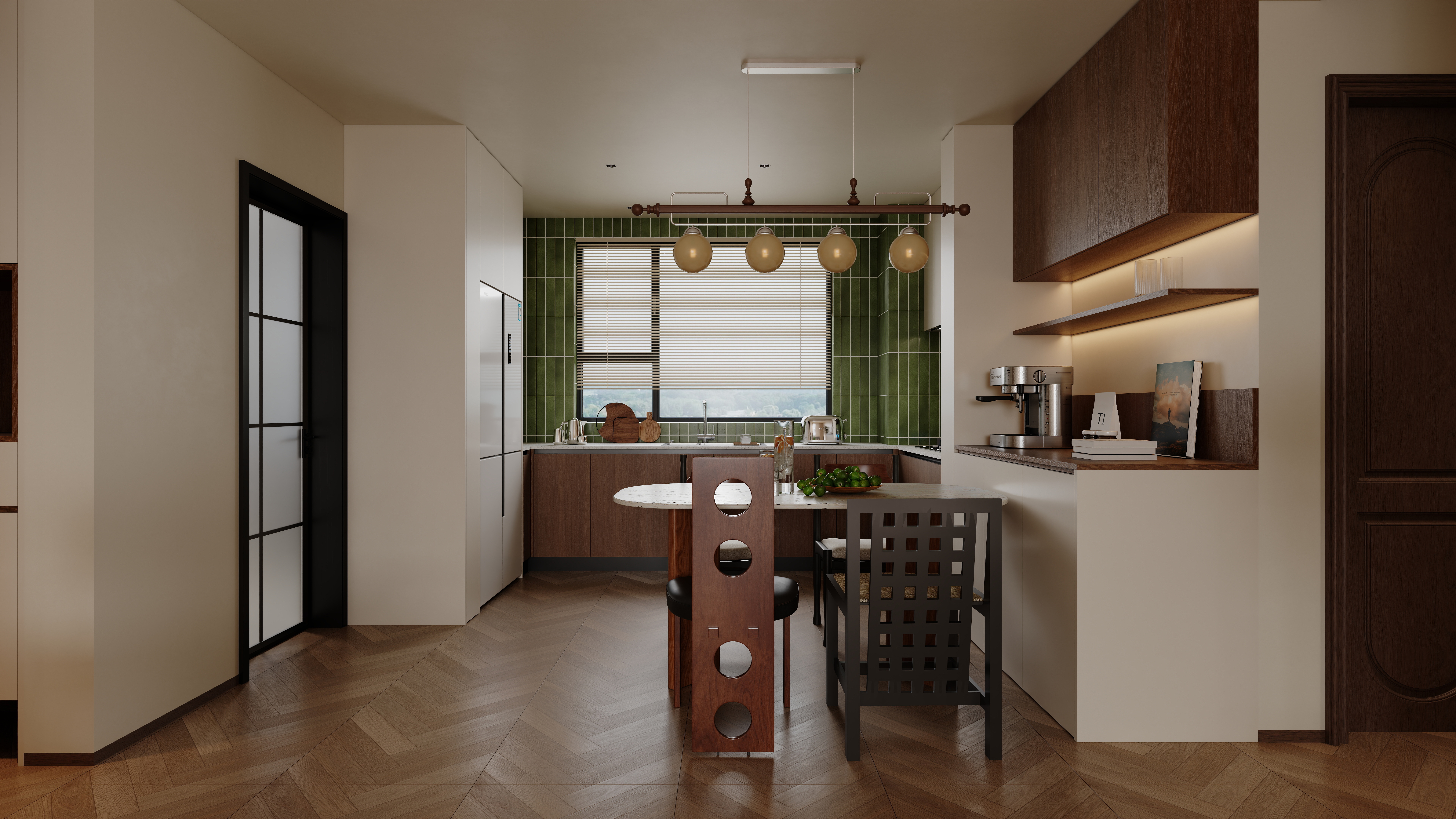 星空设计500一套-中古风3室98㎡一层客餐厅装修效果图第1张