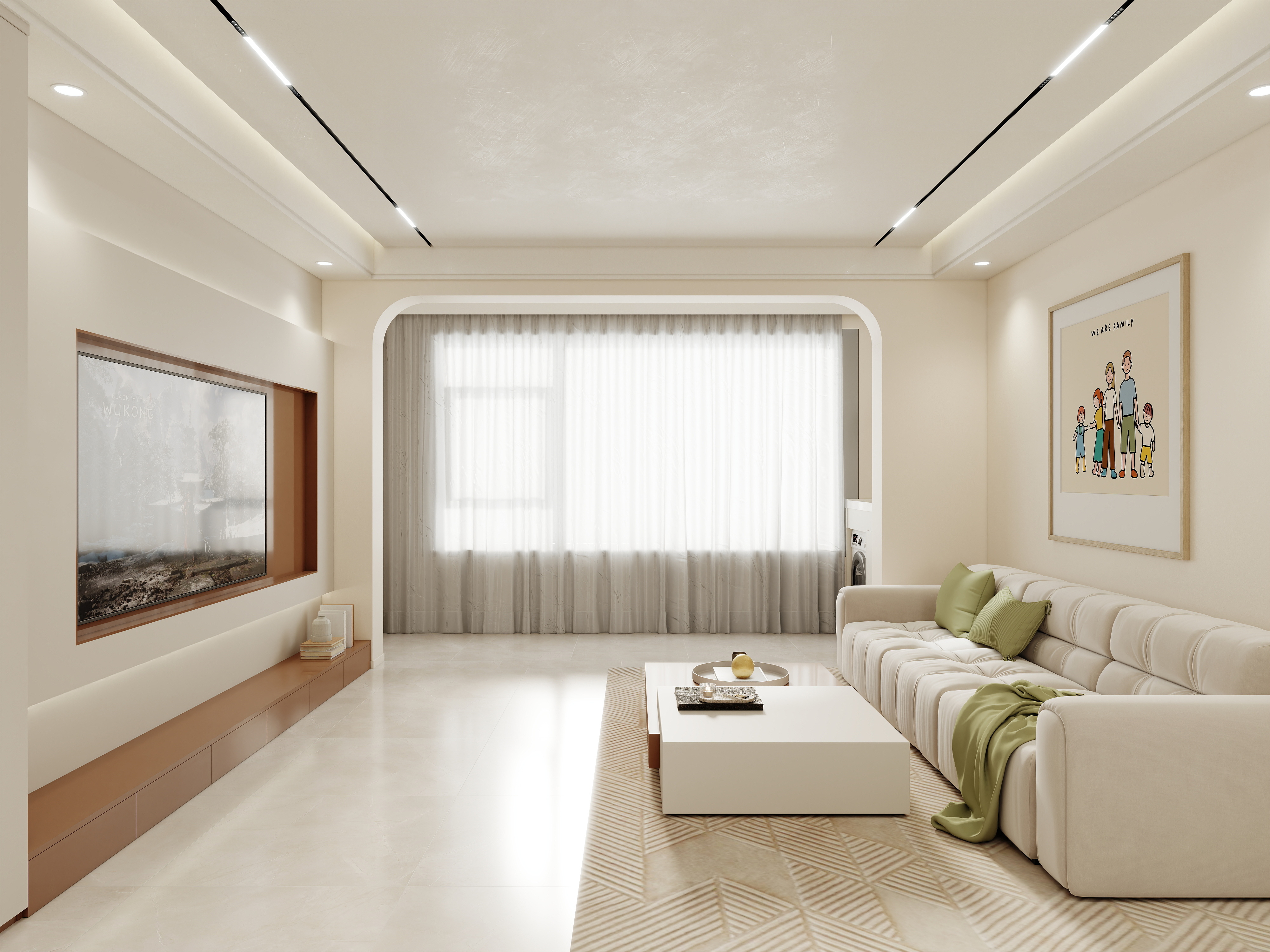 壹诺设计工作室-95㎡2室-奶油风 装修效果图