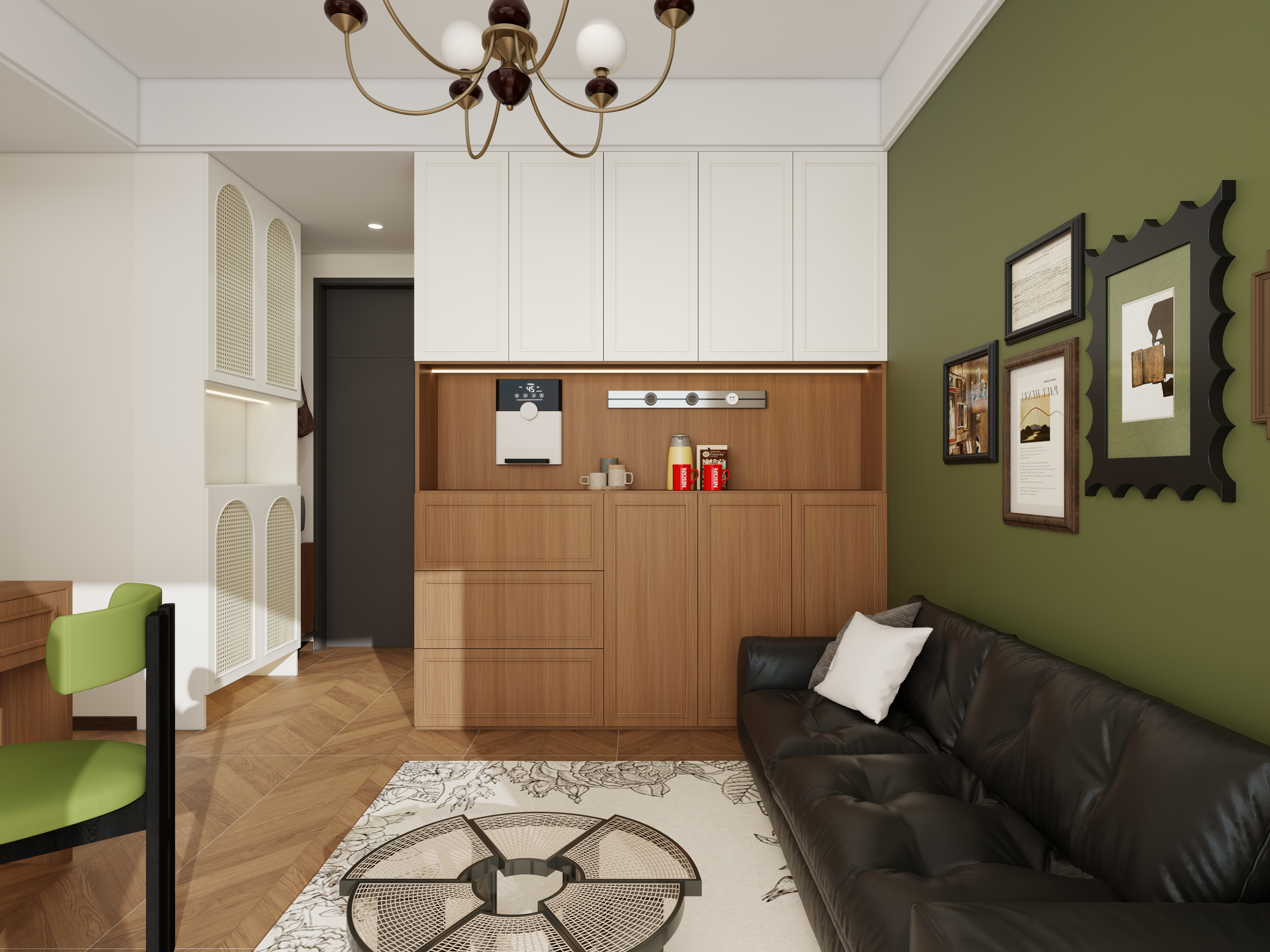 星空设计500一套-中古风一居室一层客餐厅装修效果图第3张