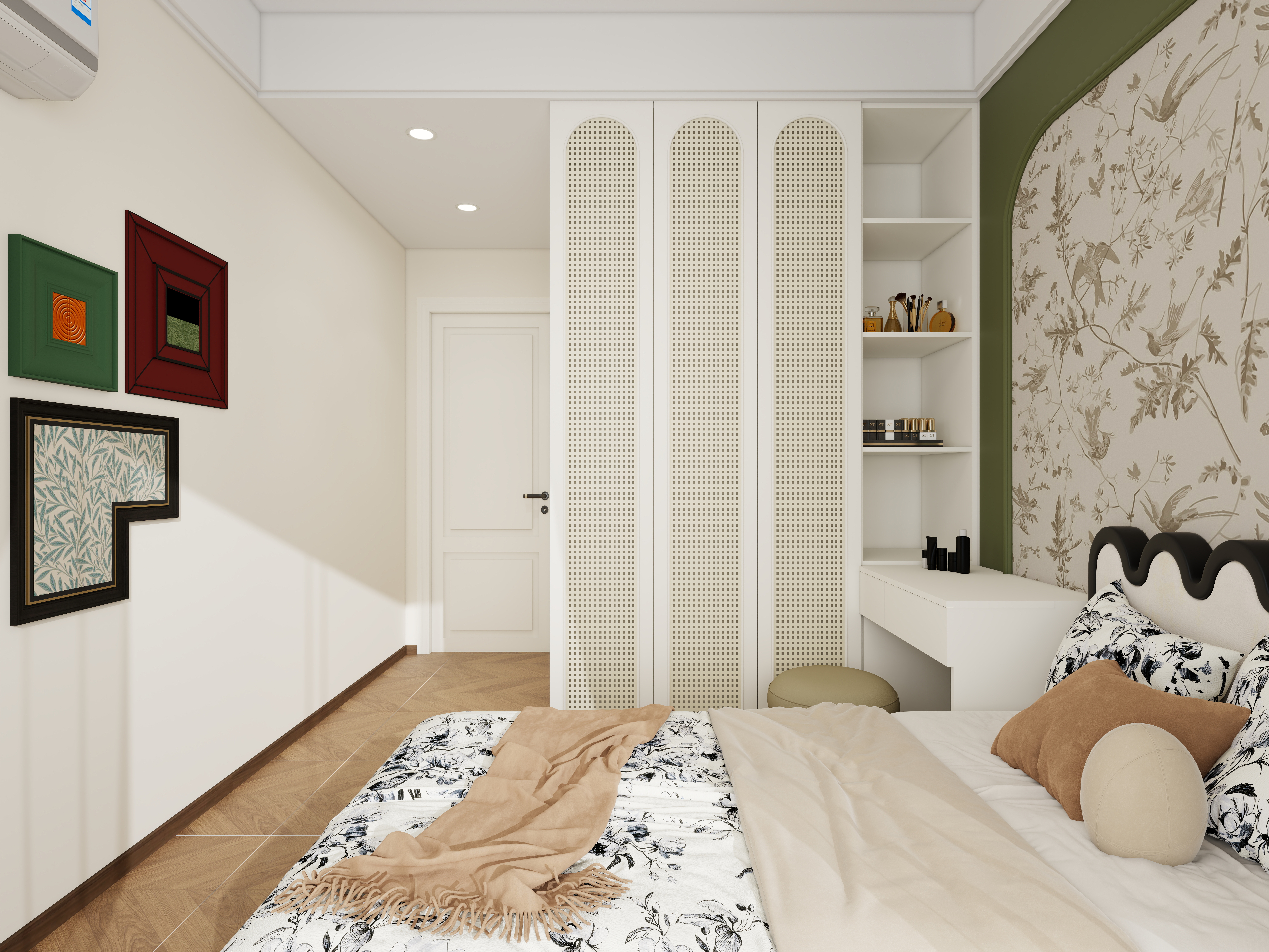 星空设计500一套-中古风一居室一层主卧装修效果图第2张