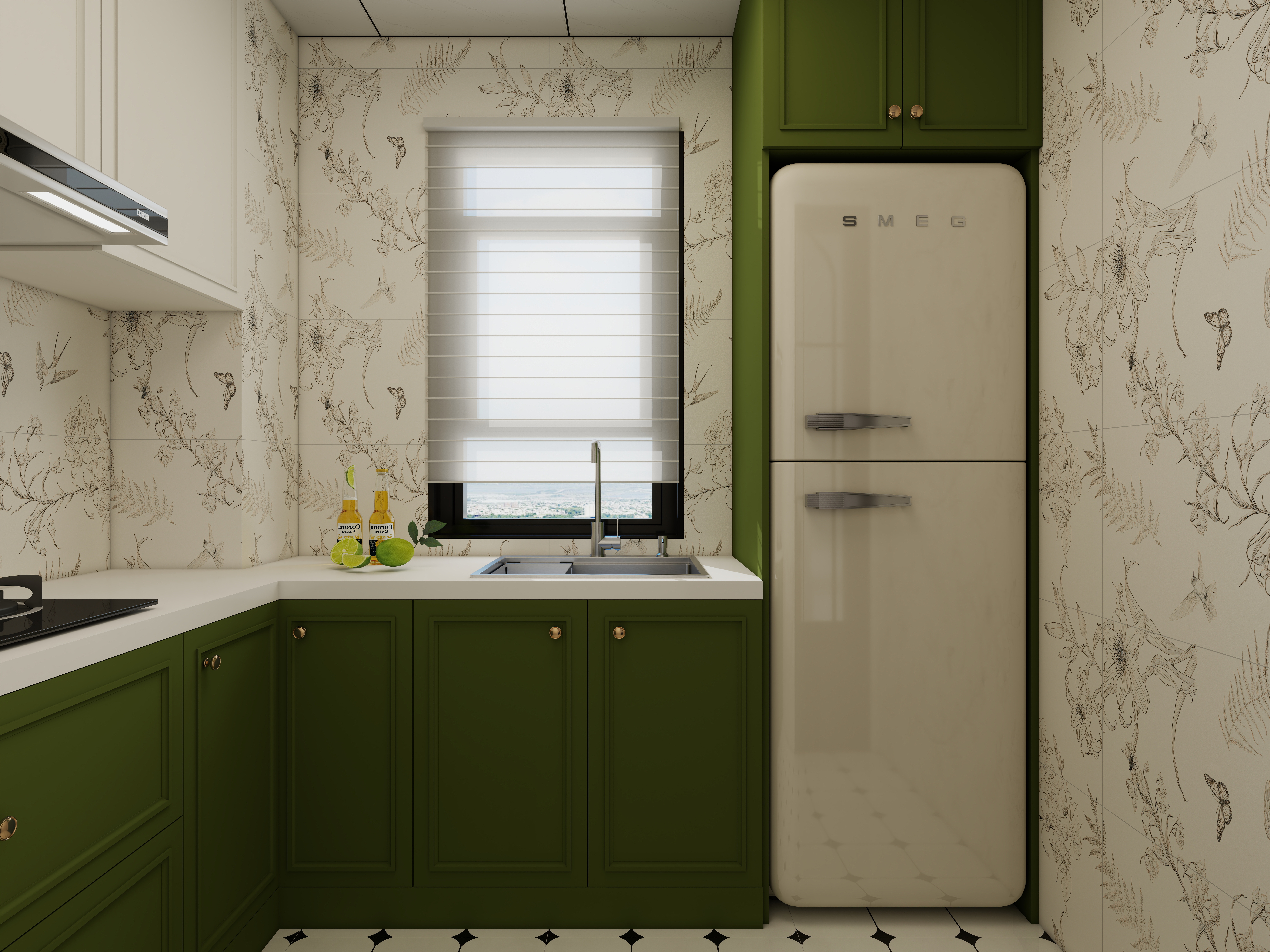 星空设计500一套-中古风一居室一层厨房装修效果图第2张