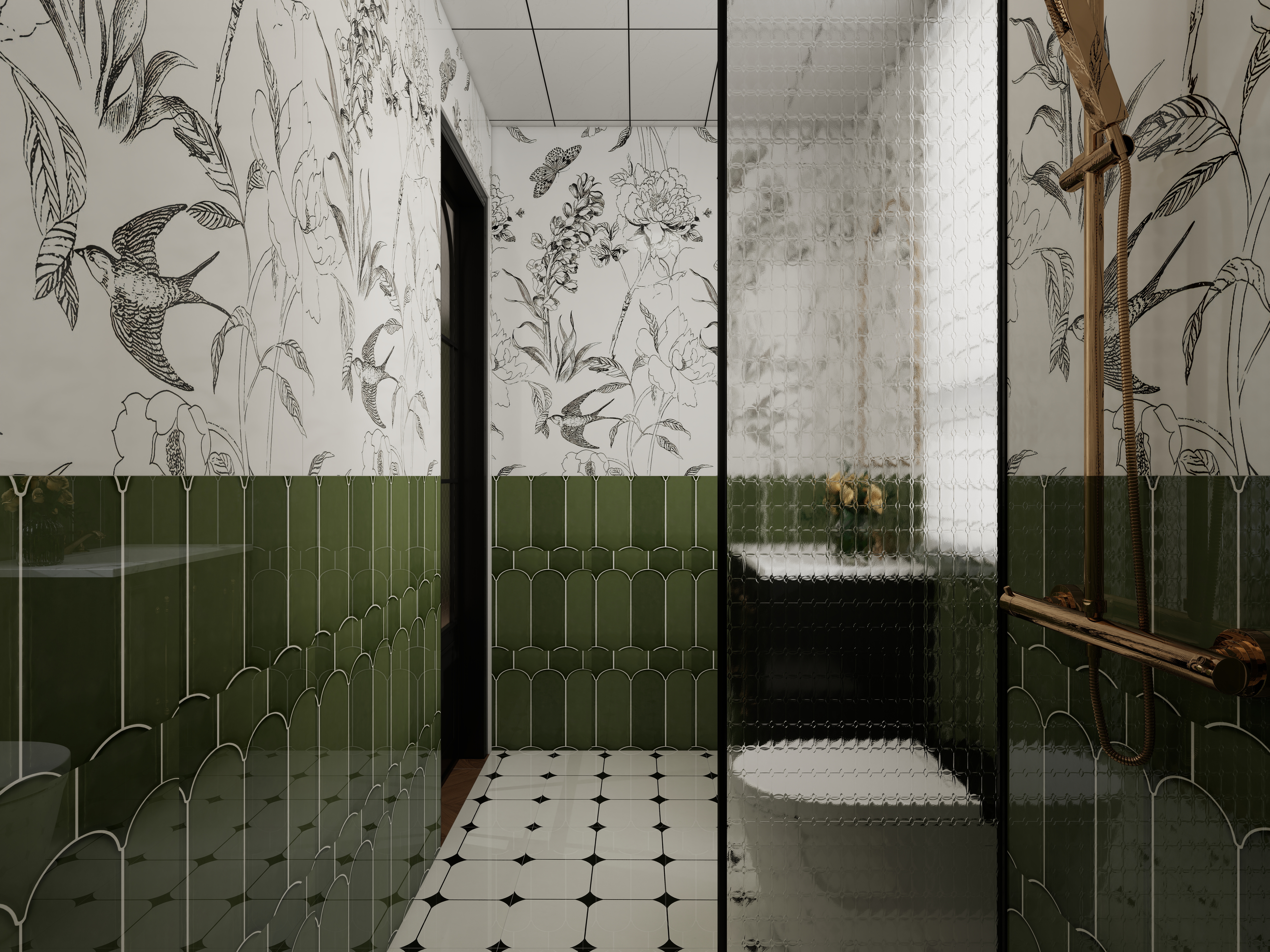 星空设计500一套-中古风一居室一层卫生间装修效果图第2张