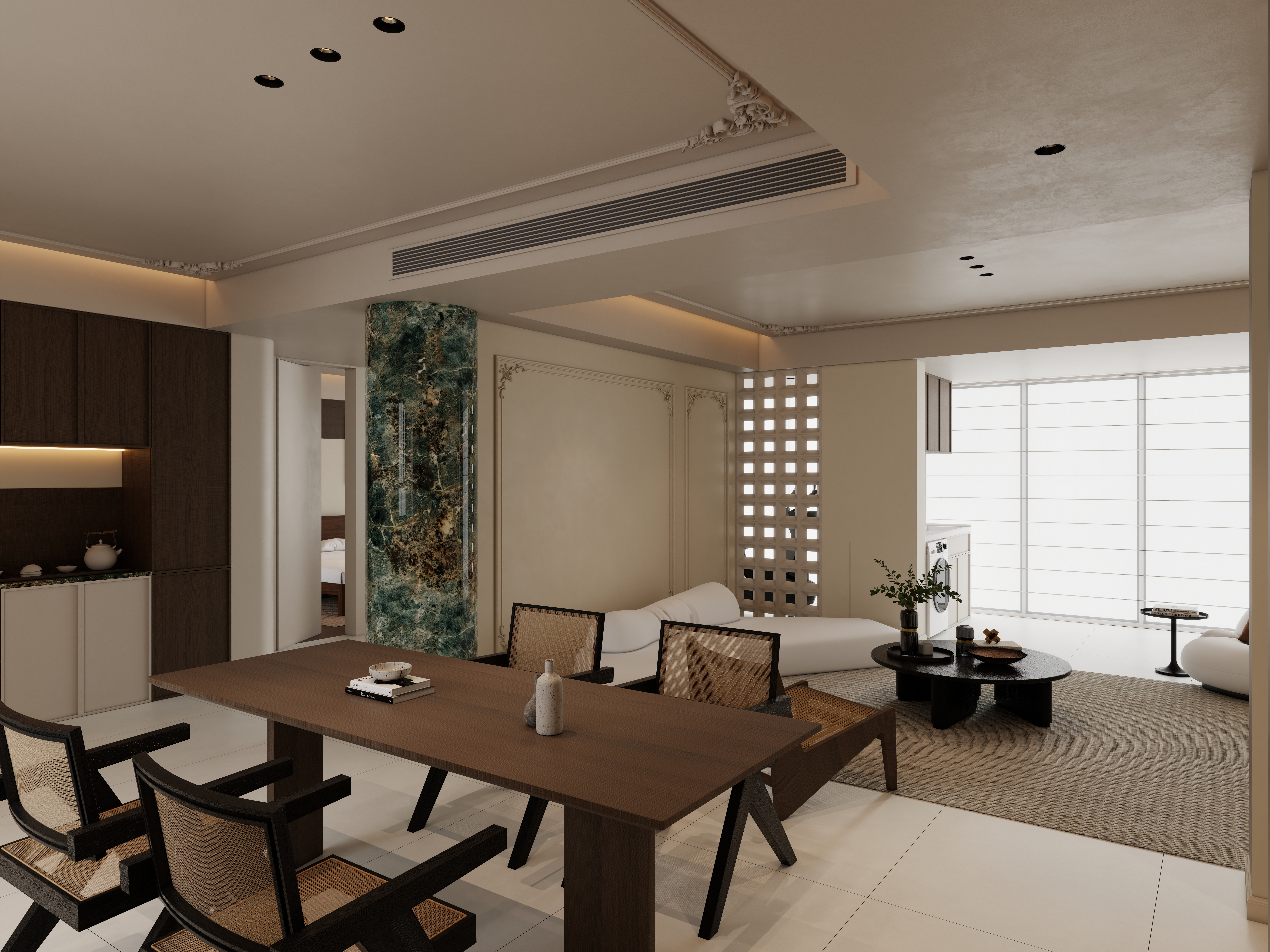 何胜阳-侘寂风1一层客餐厅装修效果图第4张