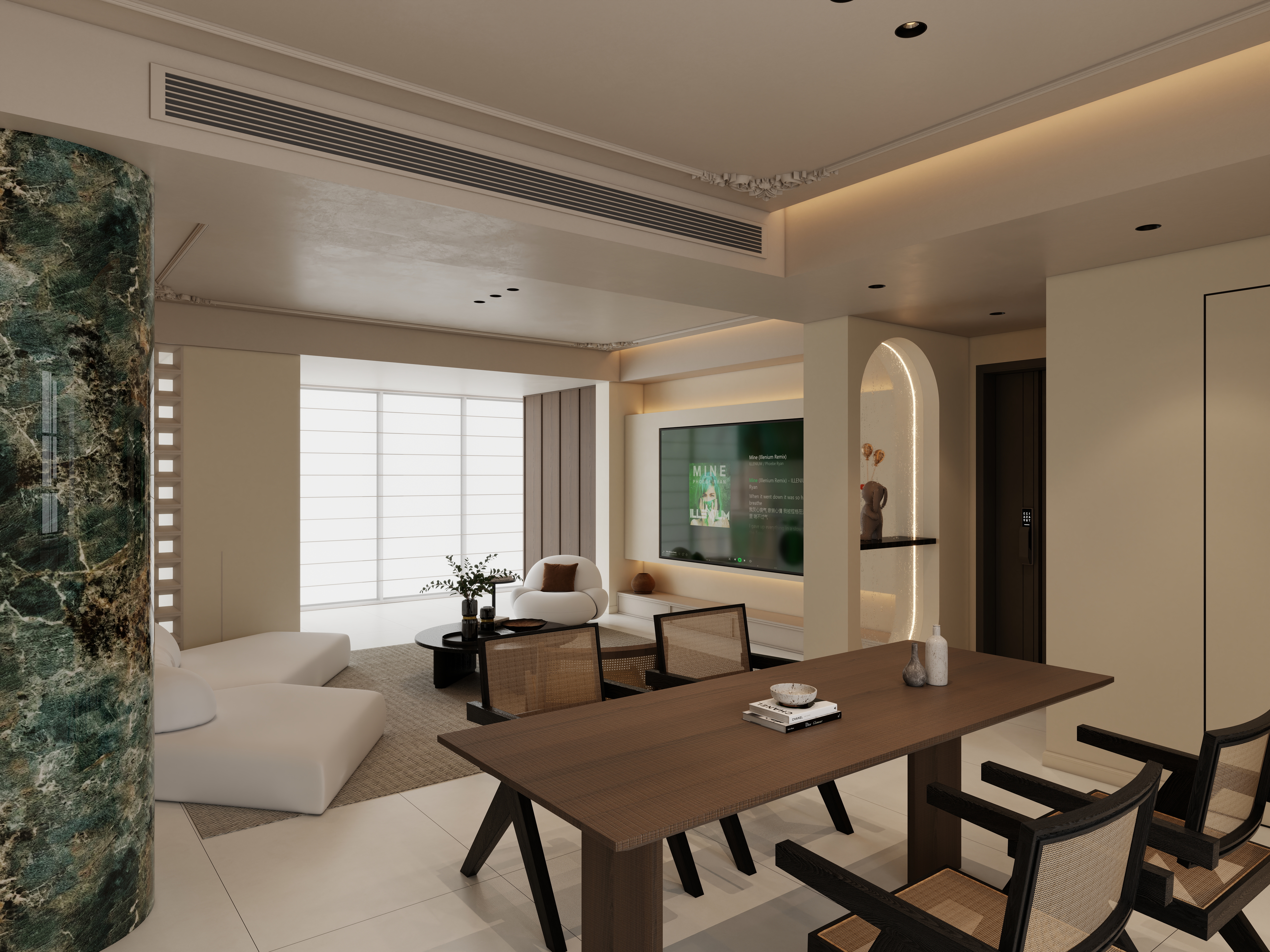 何胜阳-侘寂风1一层客餐厅装修效果图第3张