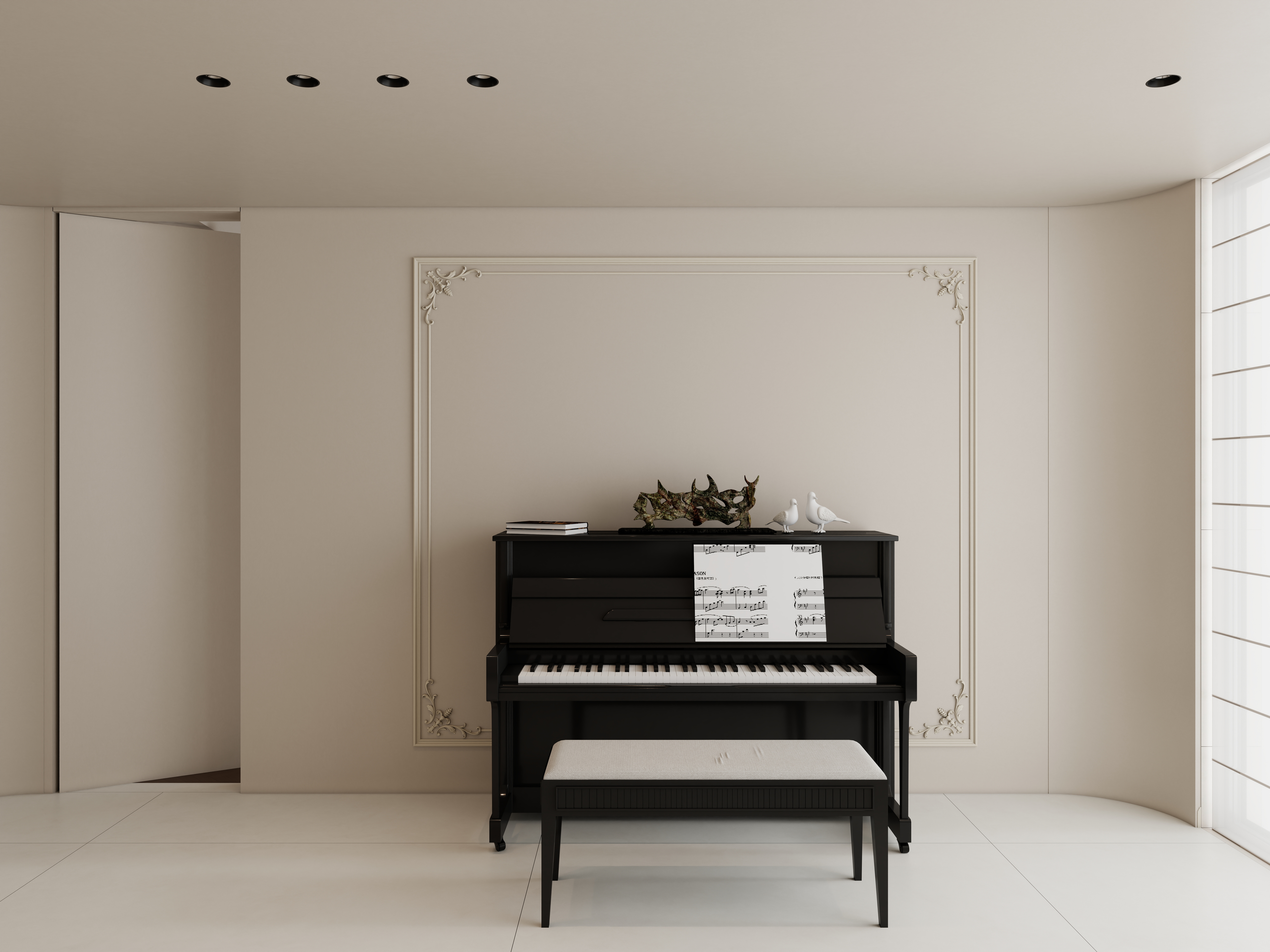 何胜阳-侘寂风1一层客餐厅装修效果图第1张