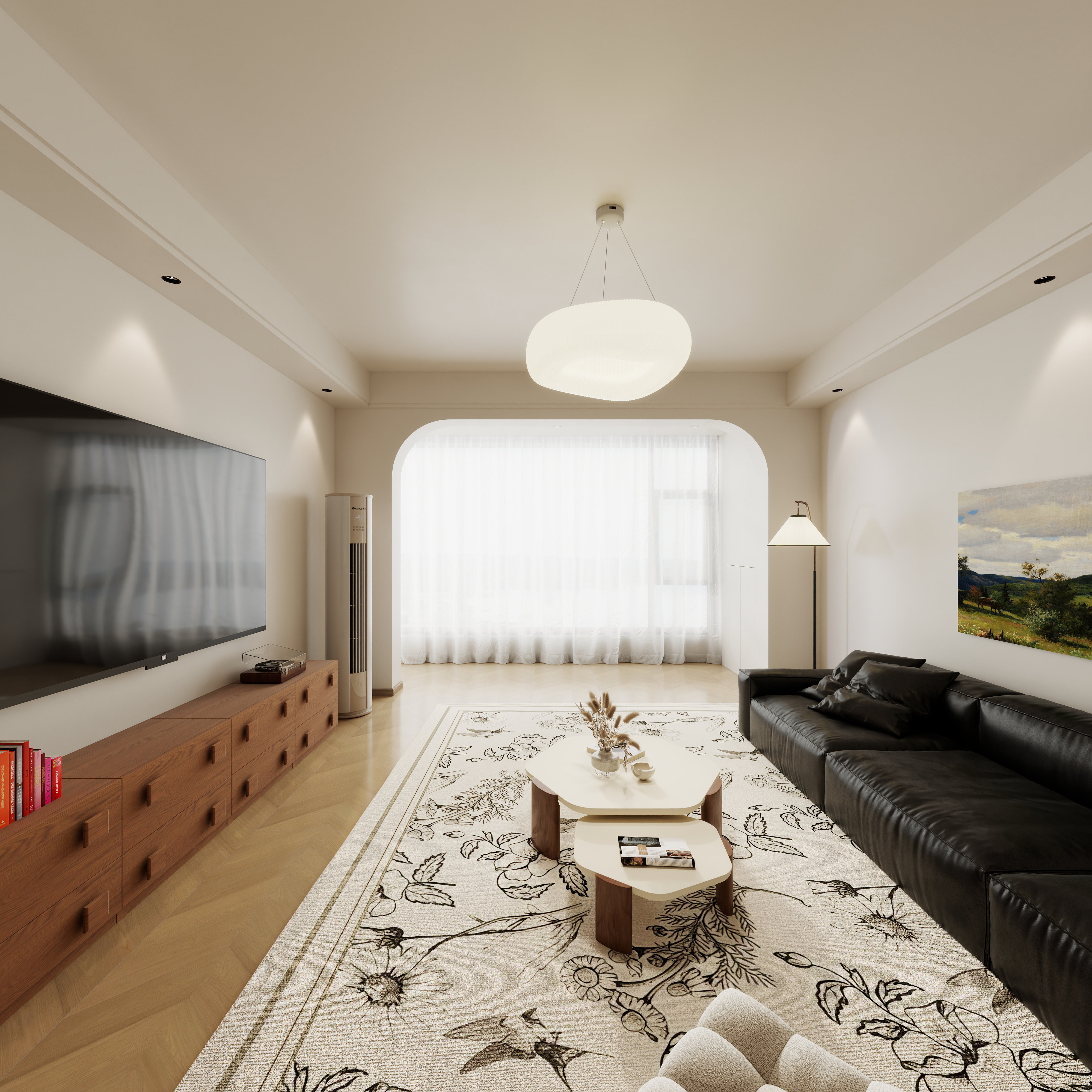 星空设计500一套-中古风3室一层客餐厅装修效果图第5张