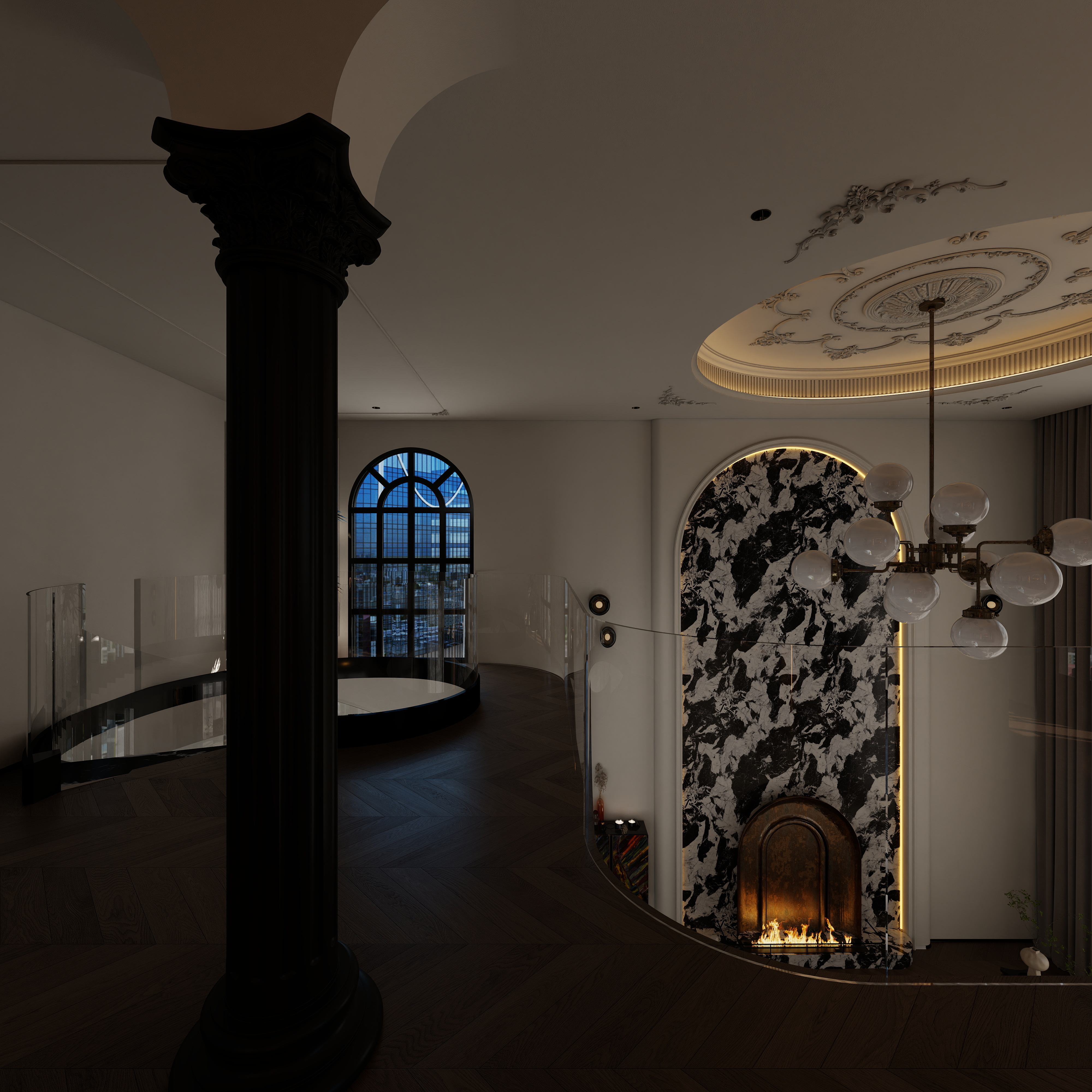 星空设计500一套-混搭168㎡3室二层二层大厅装修效果图第4张