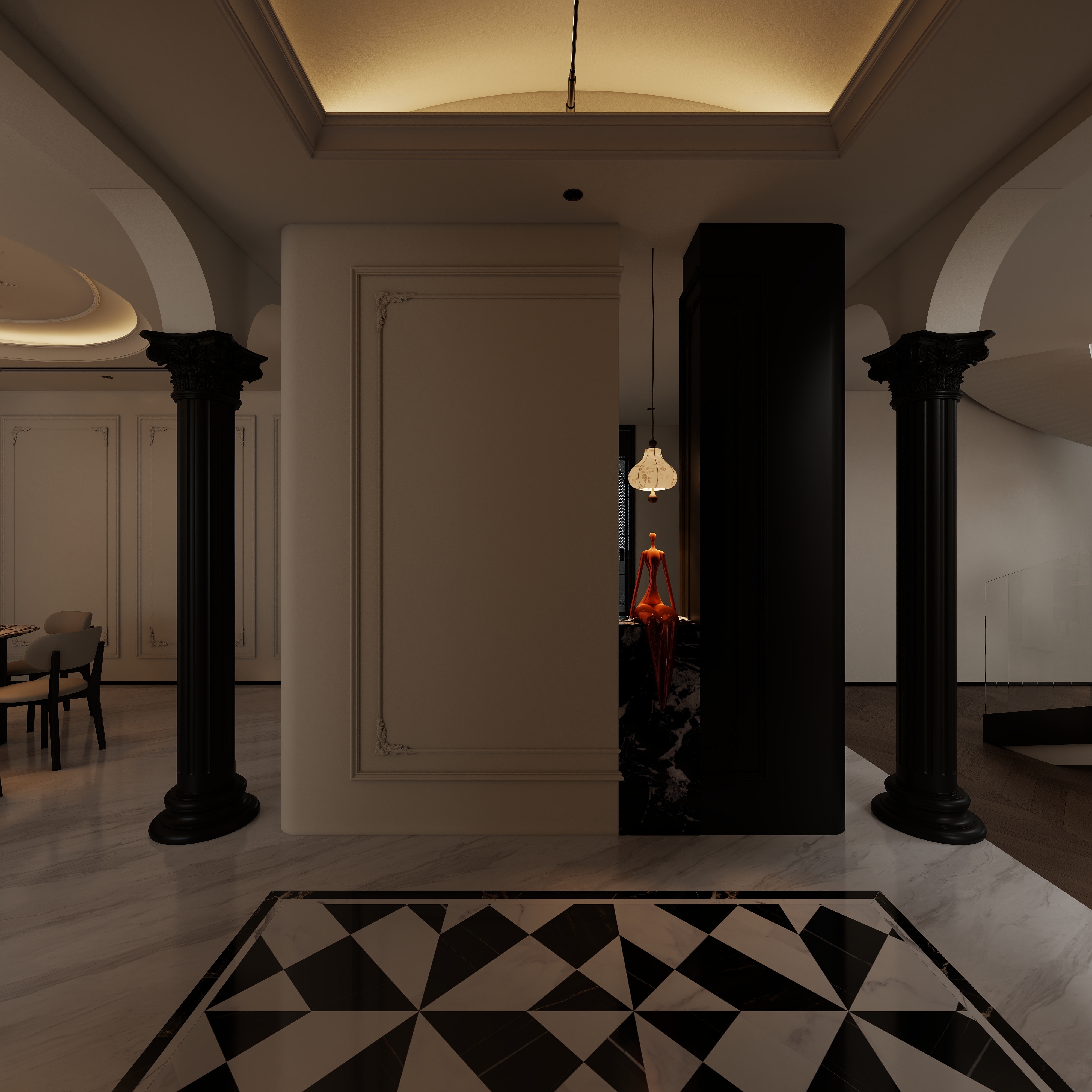 星空设计500一套-混搭168㎡3室一层玄关装修效果图第4张