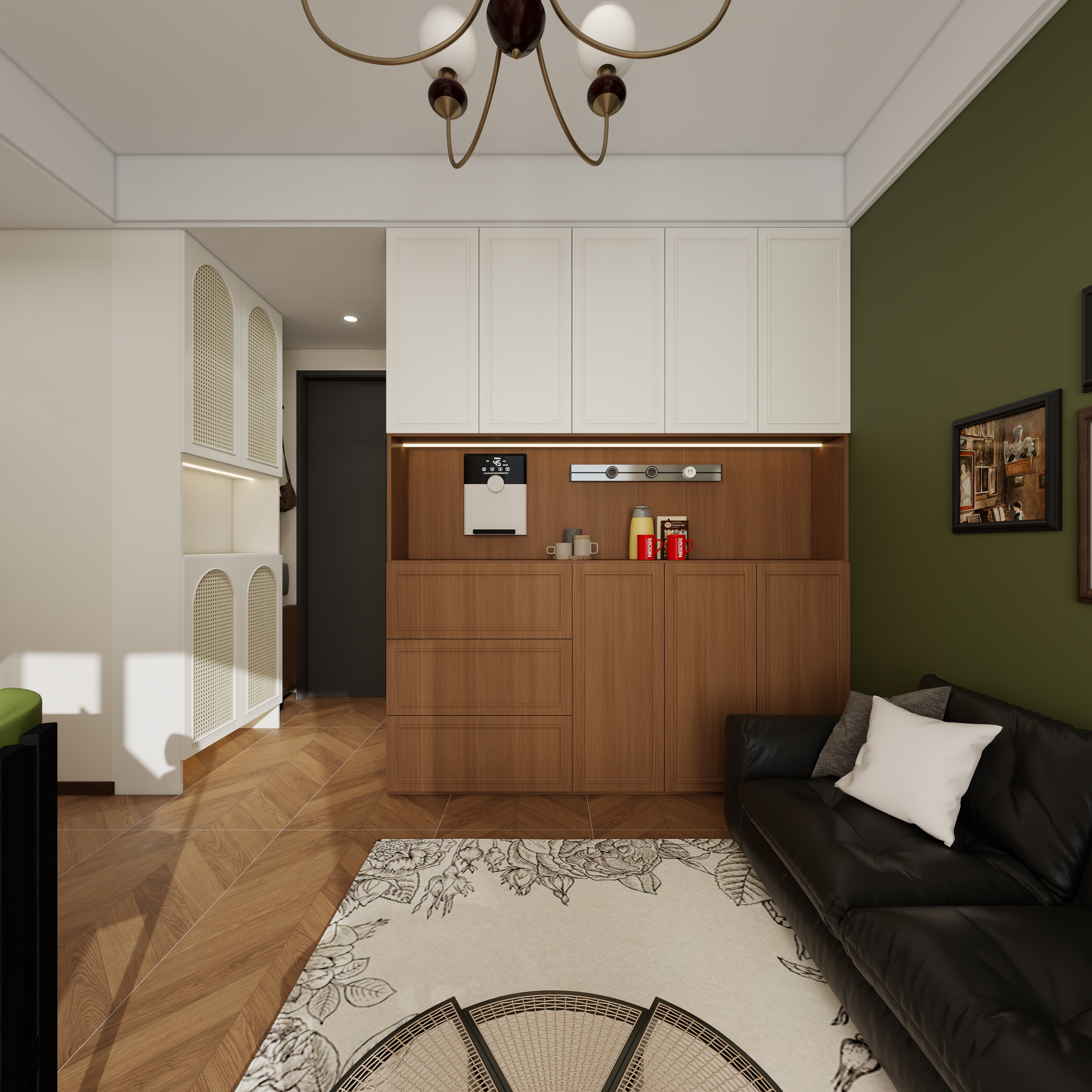 星空设计500一套-中古风一居室一层客餐厅装修效果图第5张